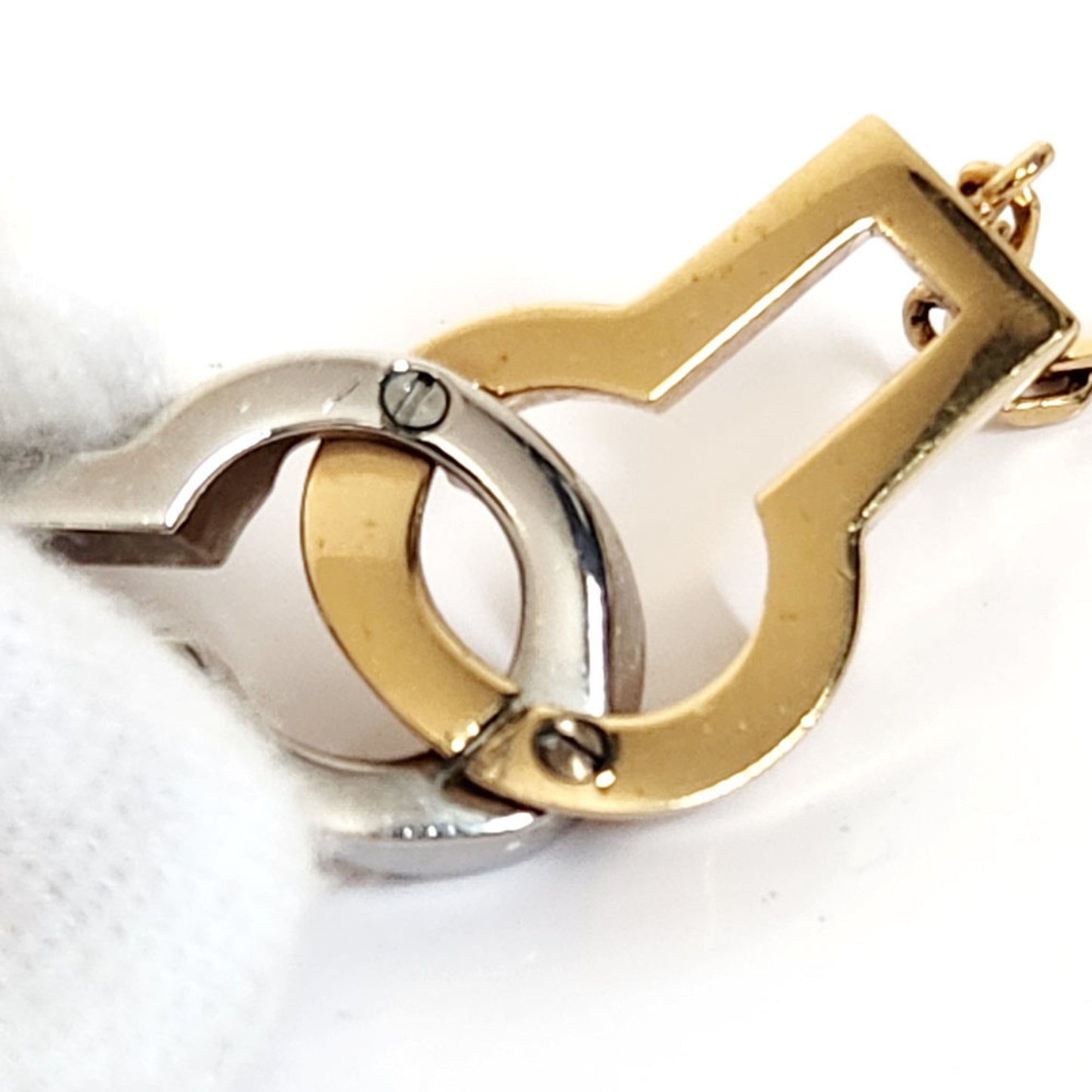 Louis Vuitton Collier Twin Rocks Necklace M64887 Gold Silver Metal Pendant