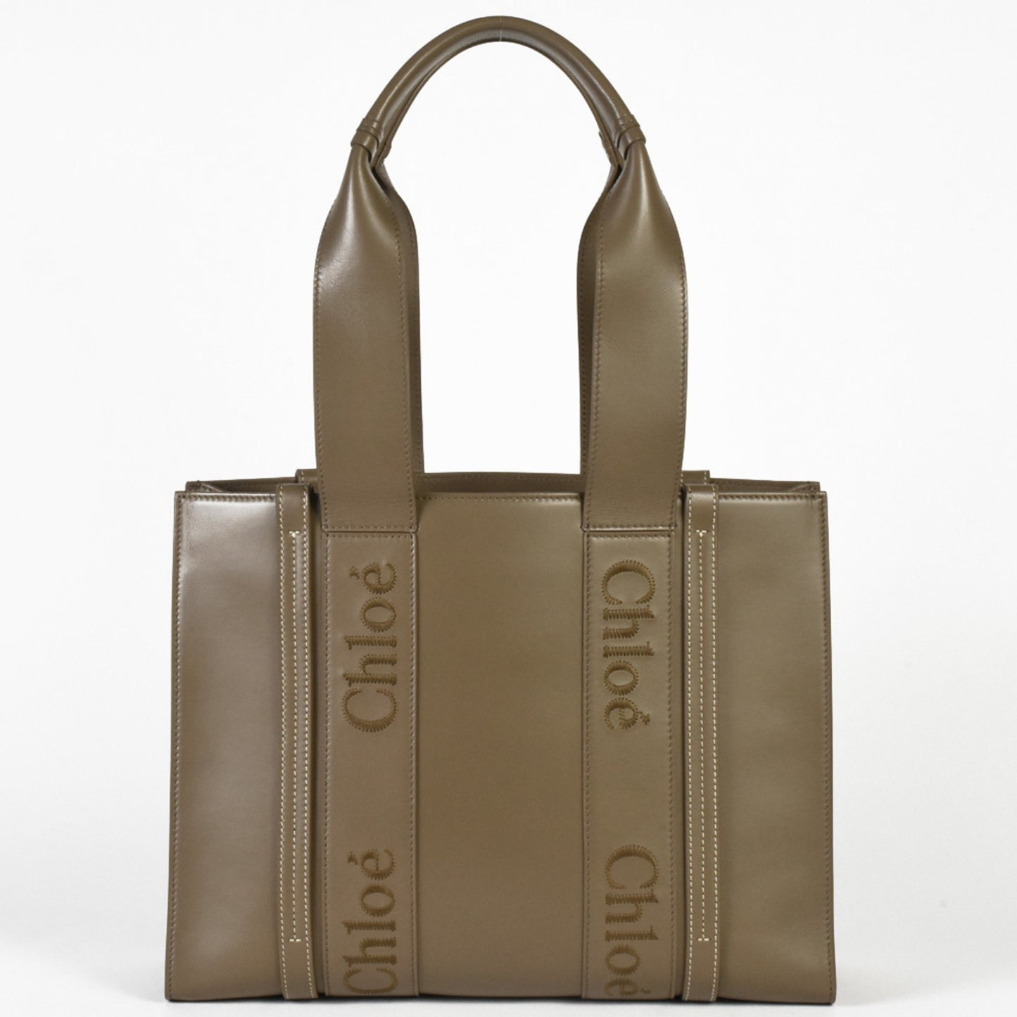 Chlo Chloe Woody Medium Tote Bag Calf Army Green
