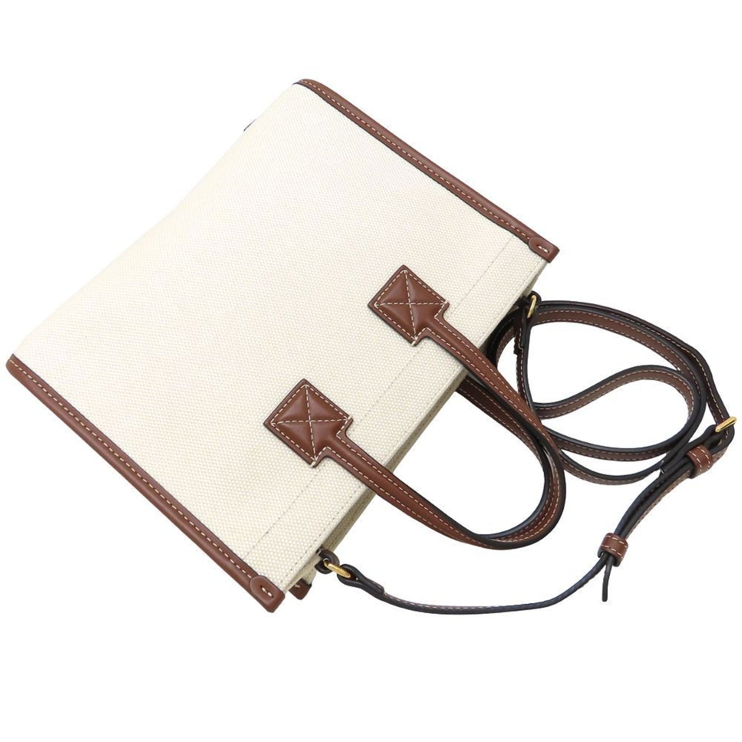 Burberry Mini Freya Tote 80441431 Shoulder Bag Canvas X Leather Natural Tan 352510