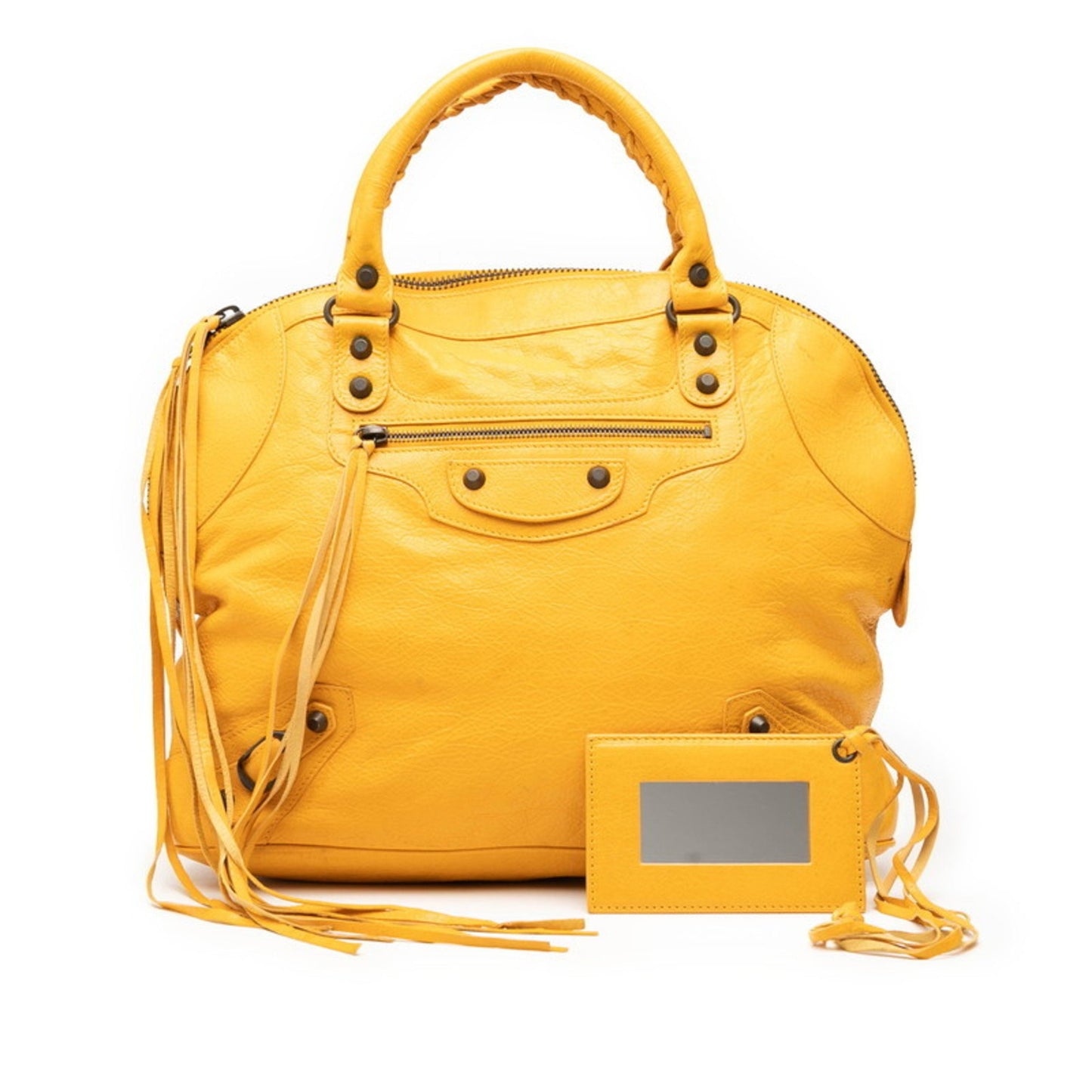Balenciaga Classic Bowling Handbag 299202 Yellow Leather