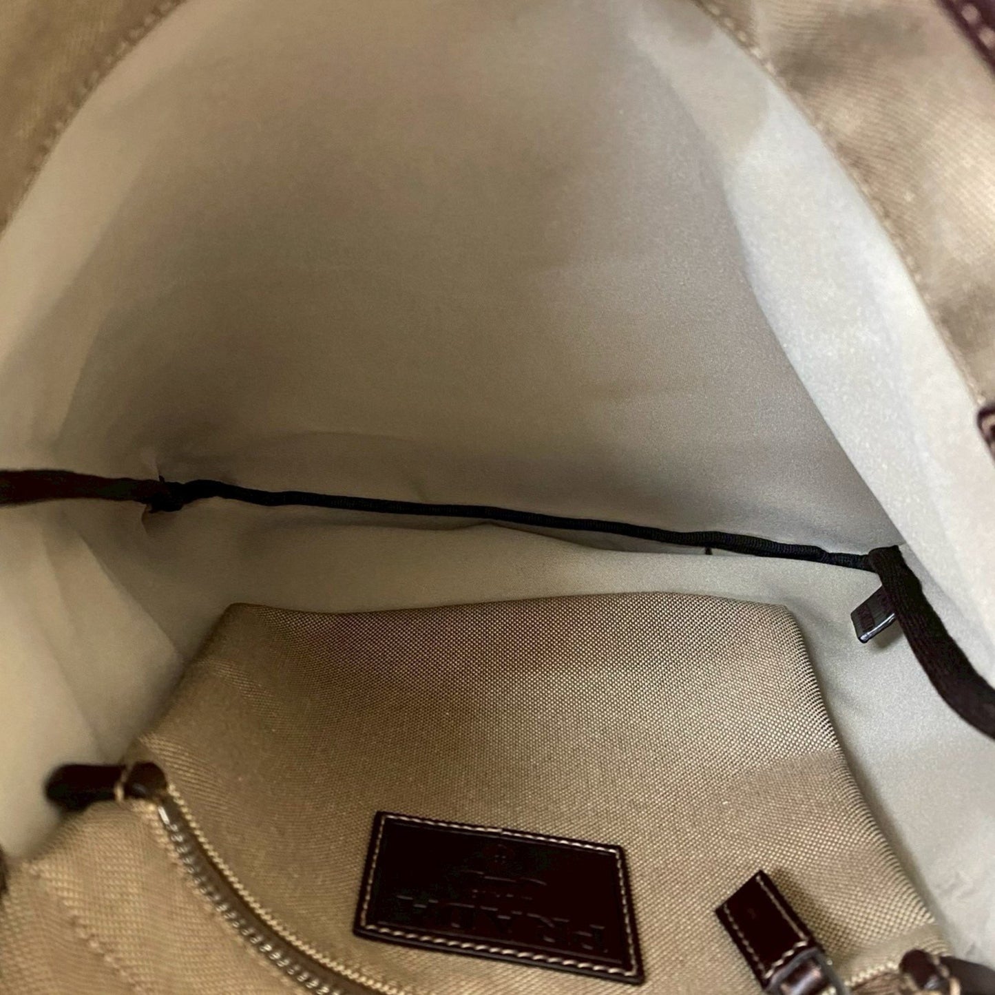 Prada Prada Logo Jacquard Canvas Leather Genuine Shoulder Bag/Crossbody Bag Beige 61972