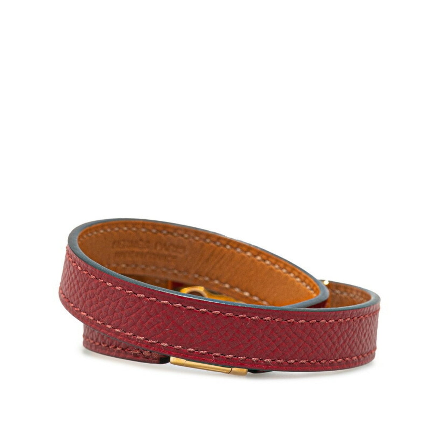 Hermes Rival Collier De Chien Double Tour 2-Row Bracelet Wine Red Gold Epsom Leather