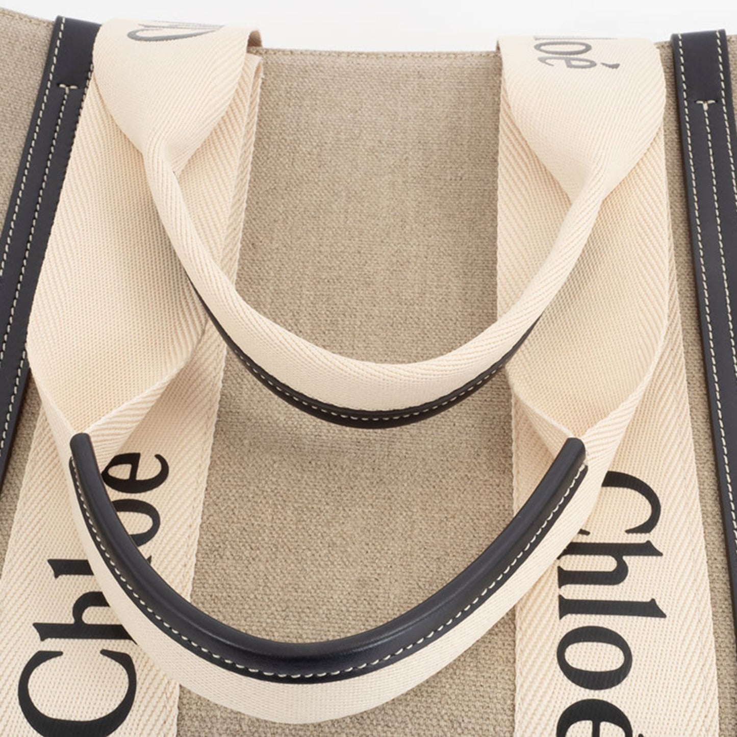 Chlo Chloe Woody Medium Tote Bag S383E66V-91J Linen White | Blue