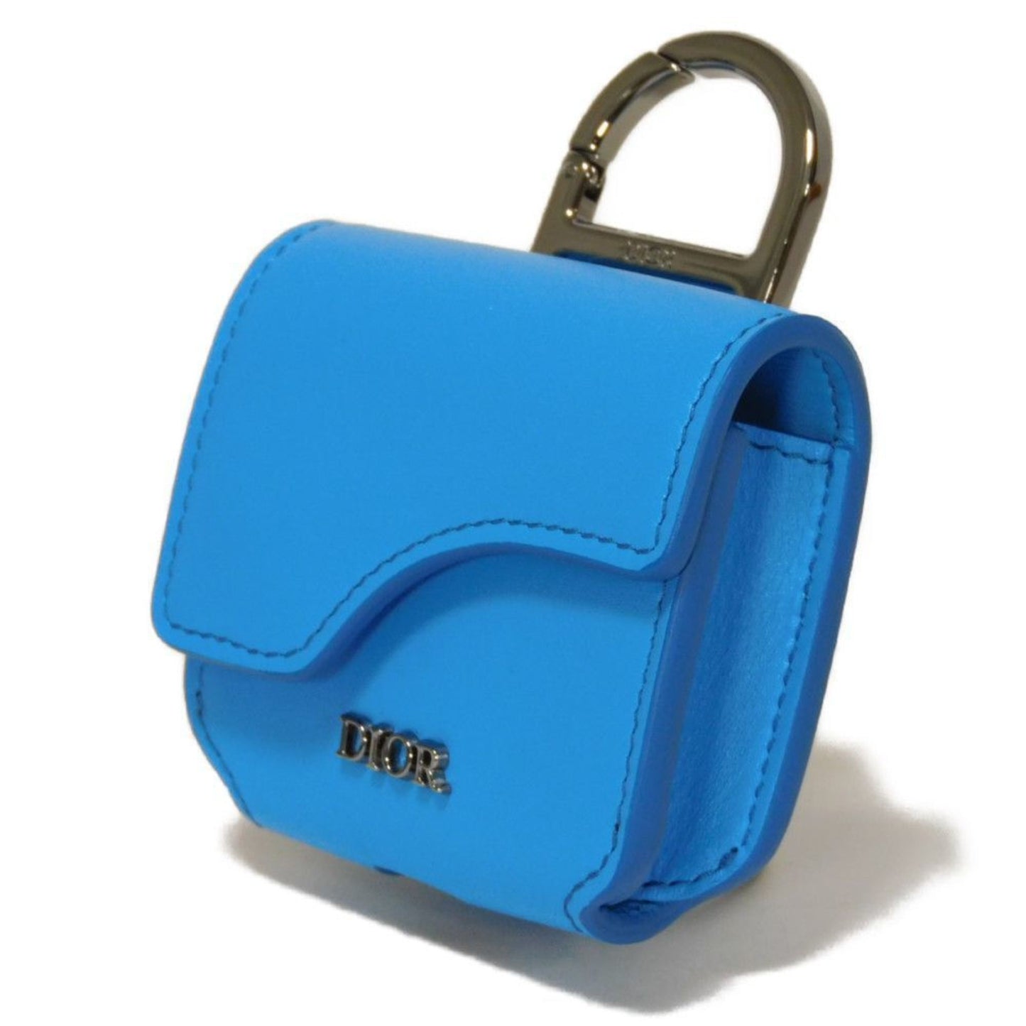 Christian Dior Dior Keychain Airpods Pro Case Flap Smooth Calfskin Neck Strap Metal Blue 2Adkh271Ucl