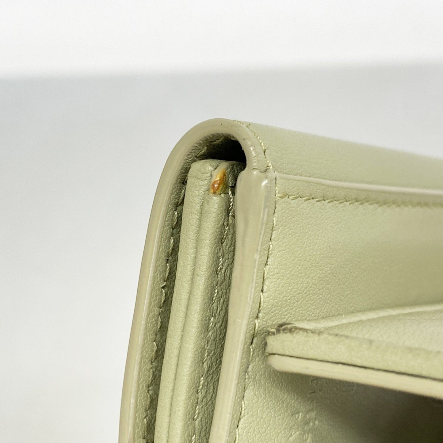 Christian Dior Tri-Fold Wallet Cannage Leather Green Champagne