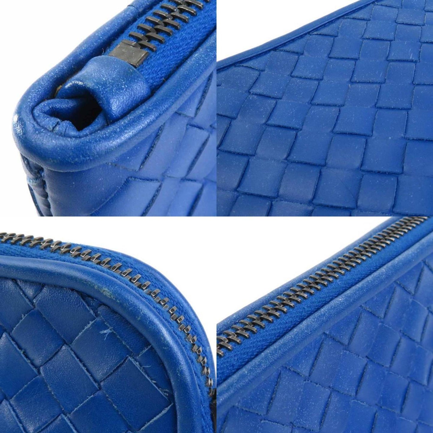 Bottega Veneta Clutch Bag Intrecciato Leather Blue