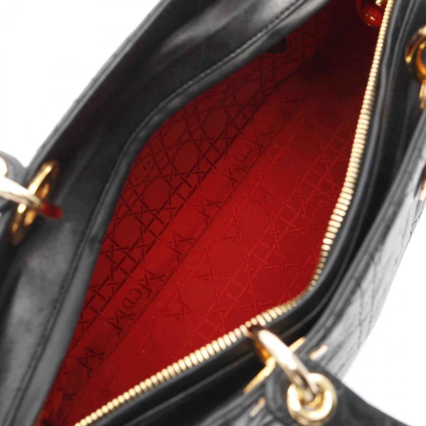 Christian Dior Lady Large Cannage Handbag Bag Leather