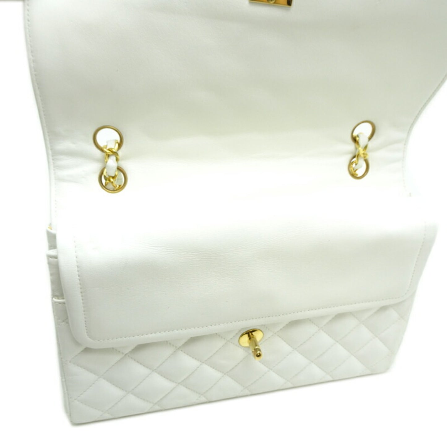 Chanel Paris Limited Edition Double Flap Shoulder Bag In White Lambskin