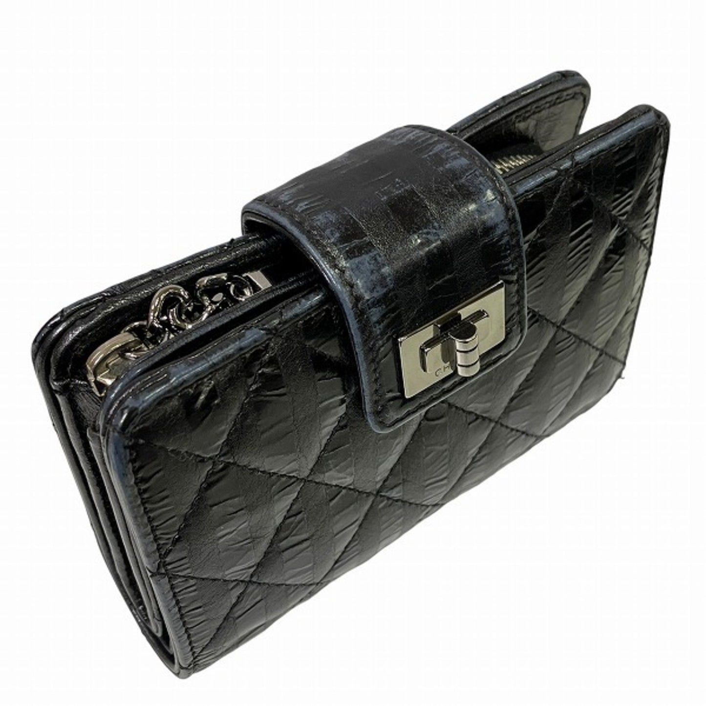 Chanel 2.55 Black Leather Wallet Bi-Fold