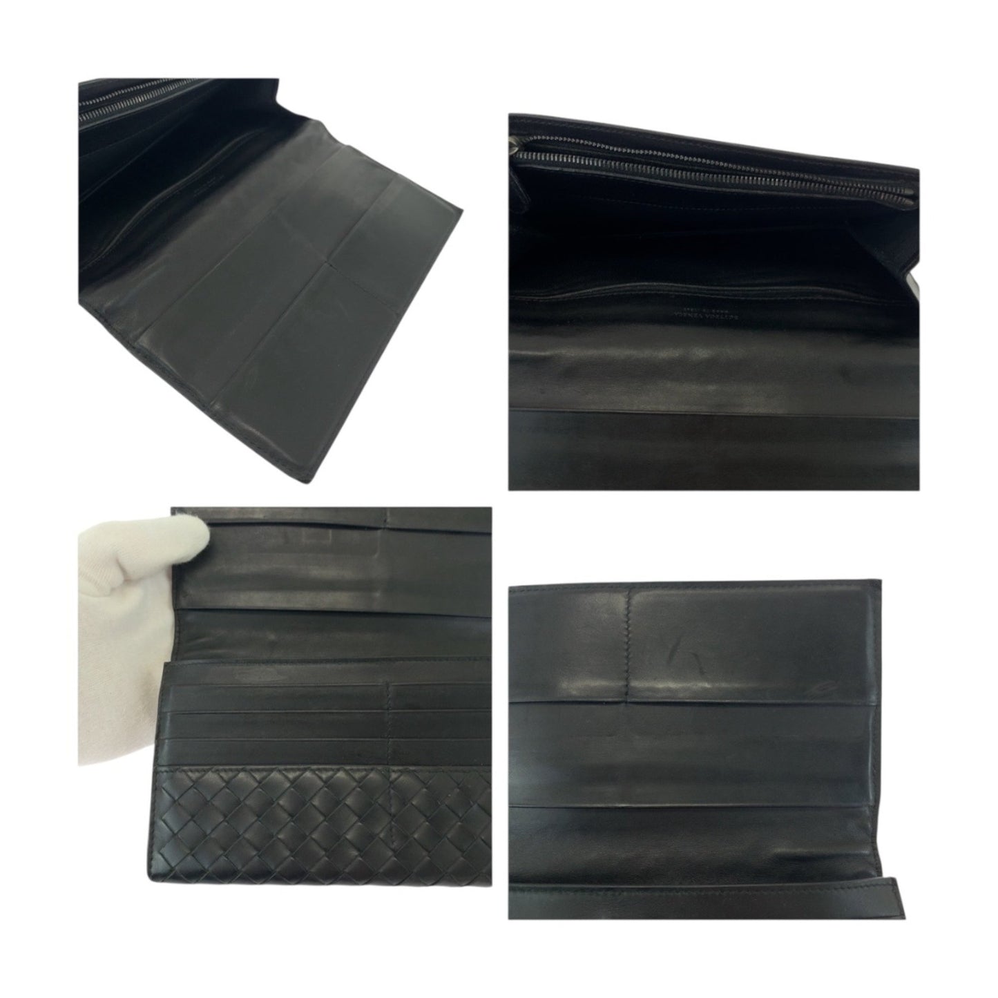 Bottega Veneta Intrecciato Black Leather Long Wallet