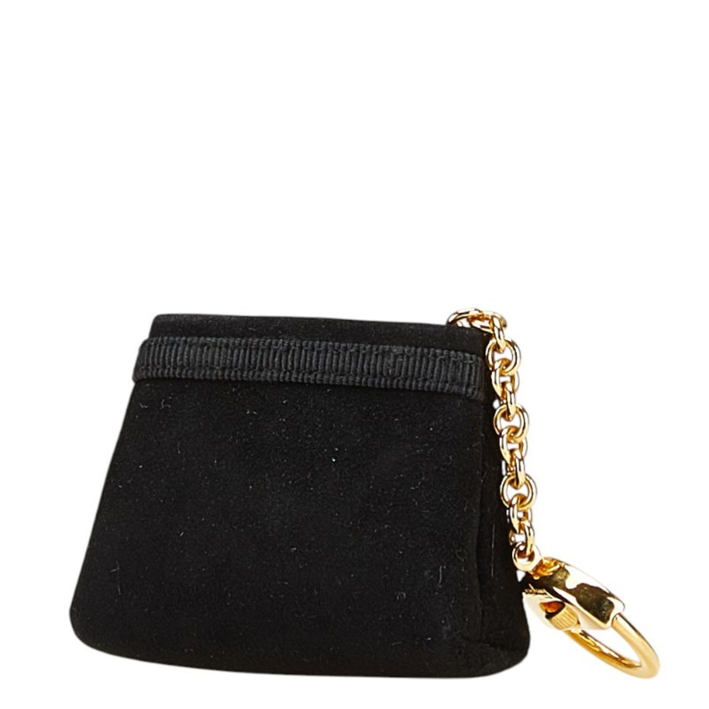 Salvatore Ferragamo Vara Pouch Bag Charm Keychain Black Suede