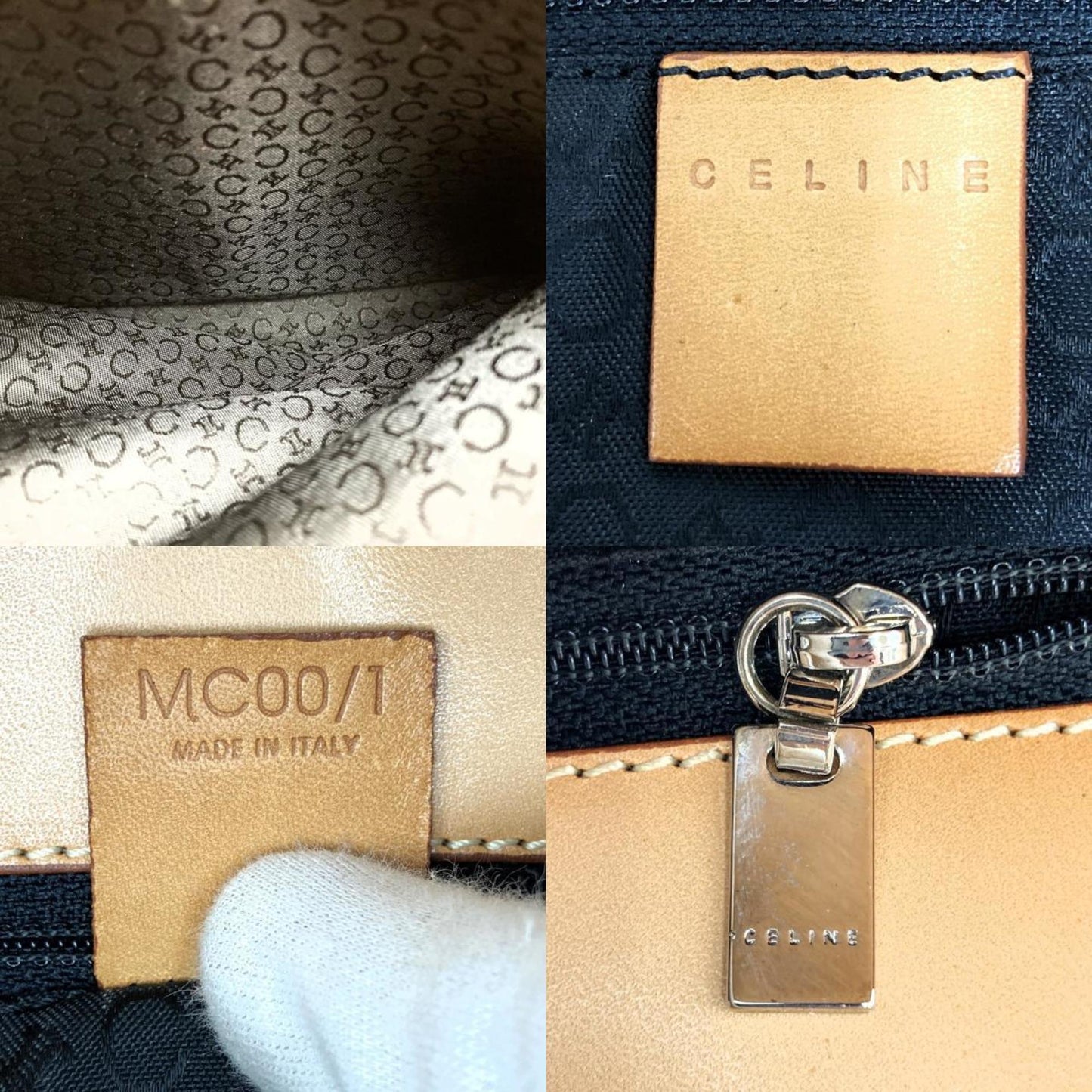 Celine C Macadam Tote Bag Handbag Black Suede Leather