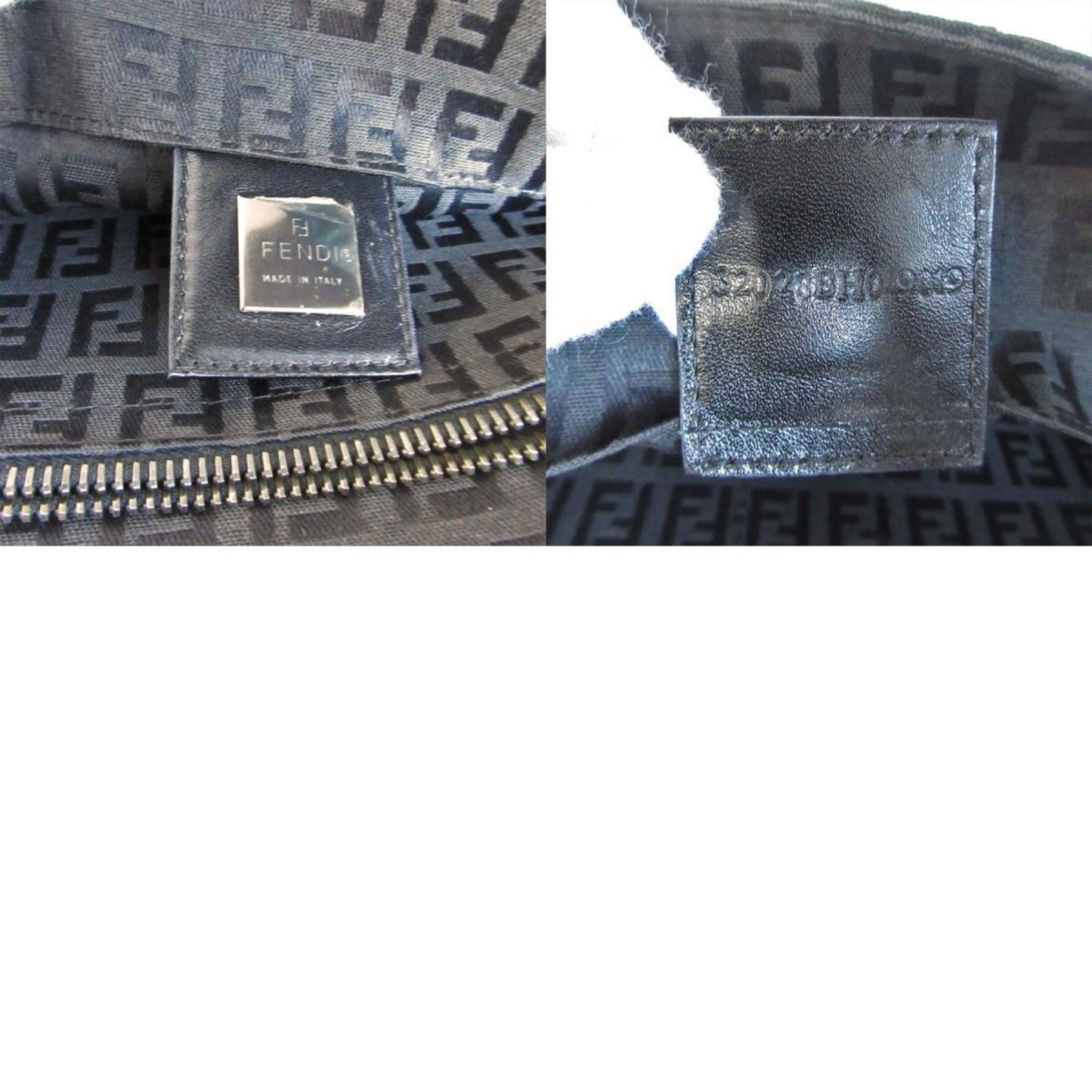 Fendi Handbag Zucchino Canvas Leather Black
