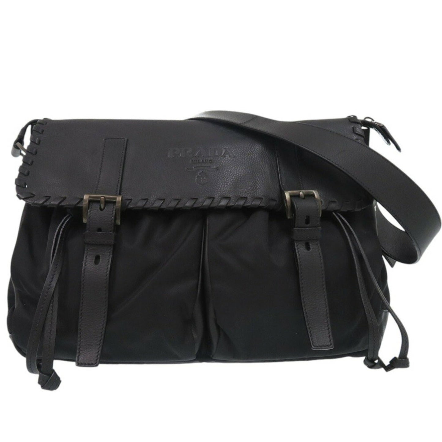 Prada Bag Bt0582 Shoulder Leather Nylon Nero 1191Prada