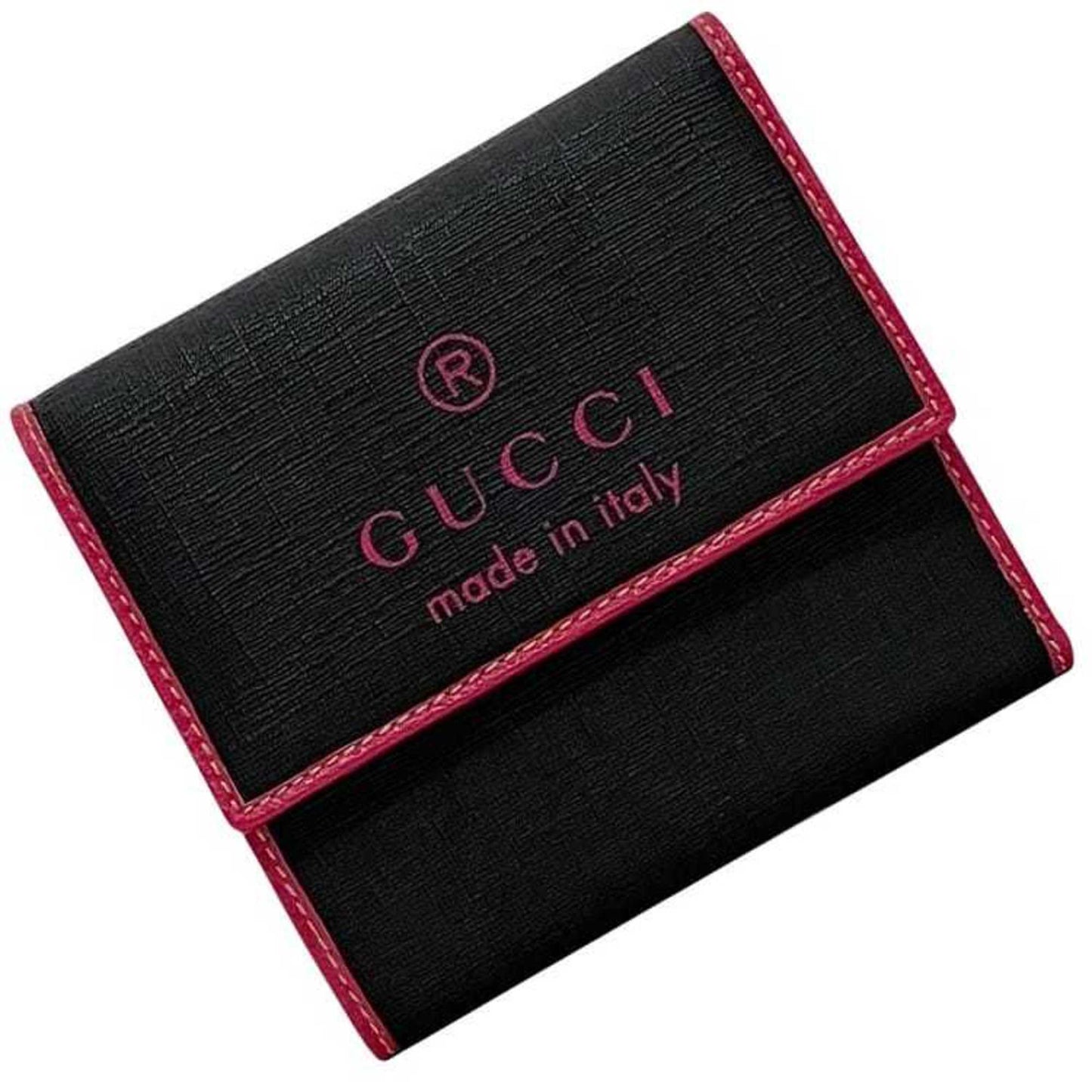 Gucci Tri-Fold Wallet Ec-23919 Black Pink 170400 Pvc Leather 4906085 Gucci Compact