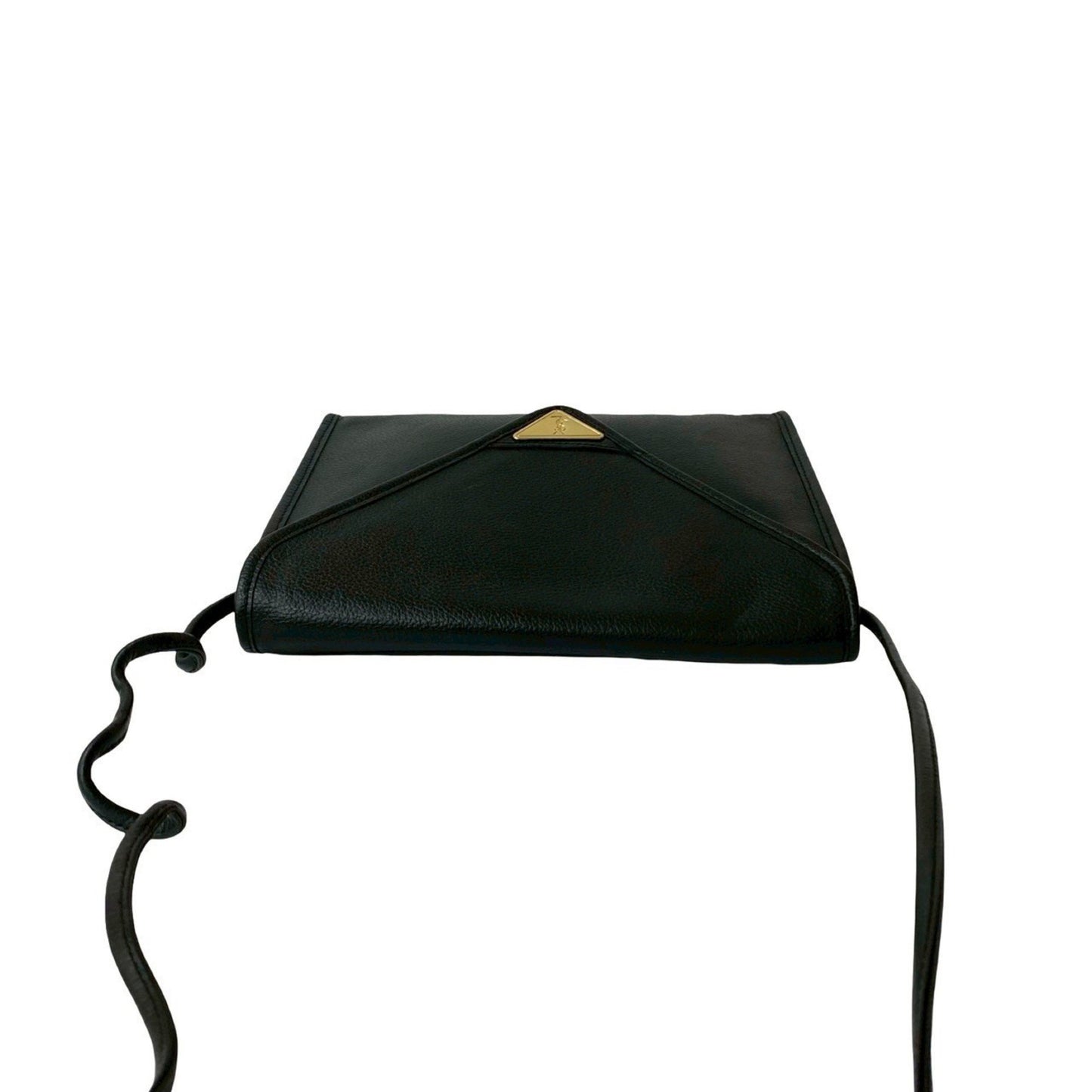 Yves Saint Laurent Ysl Logo Hardware Leather Shoulder Bag Pochette Black 37210