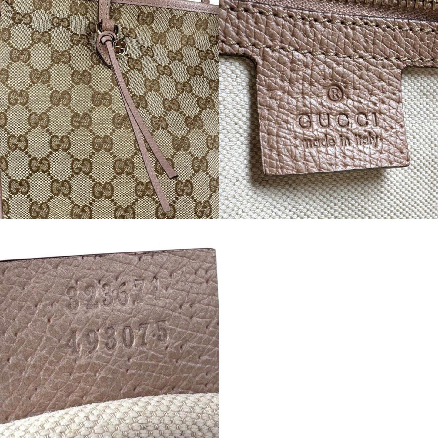 Gucci Handbag Gg Canvas Leather Pink X Brown