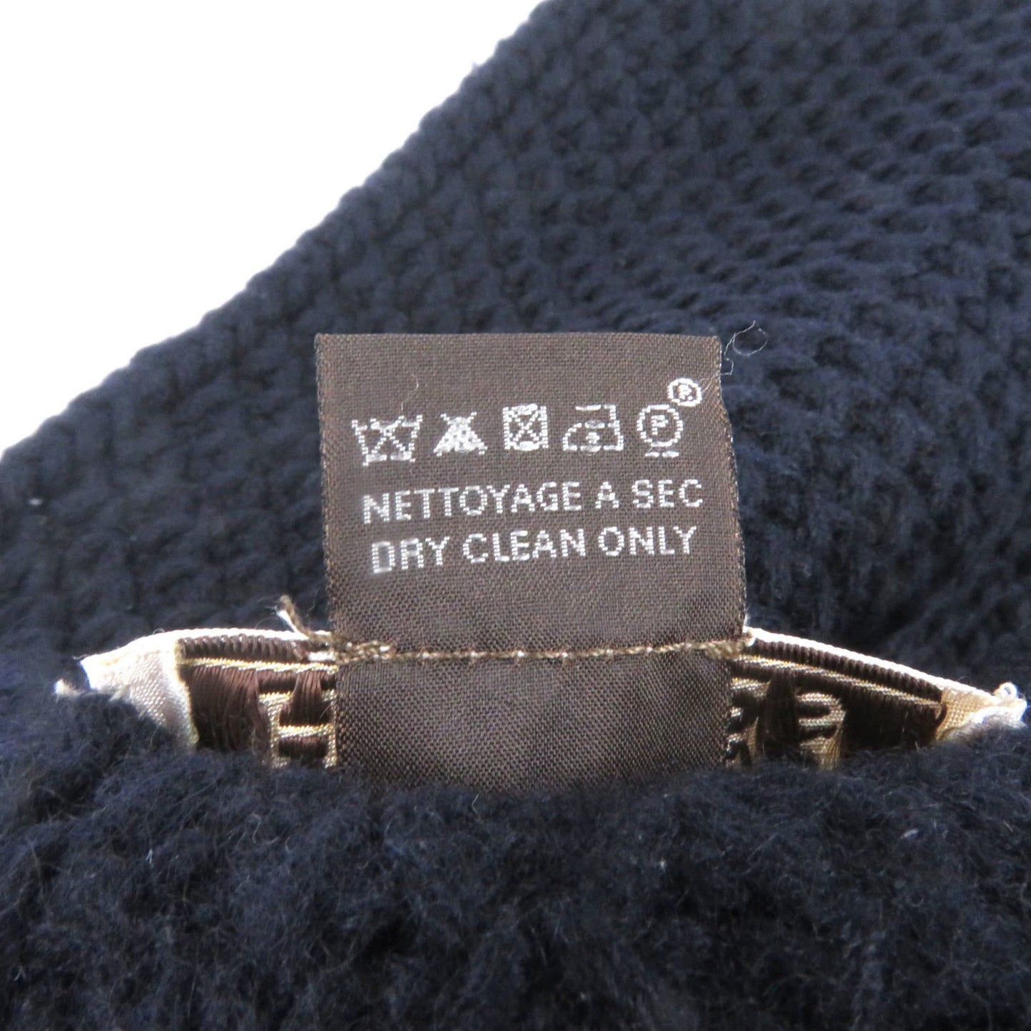 Hermes 100% Cashmere Cable Knit Scarf/Snood In Dark Navy