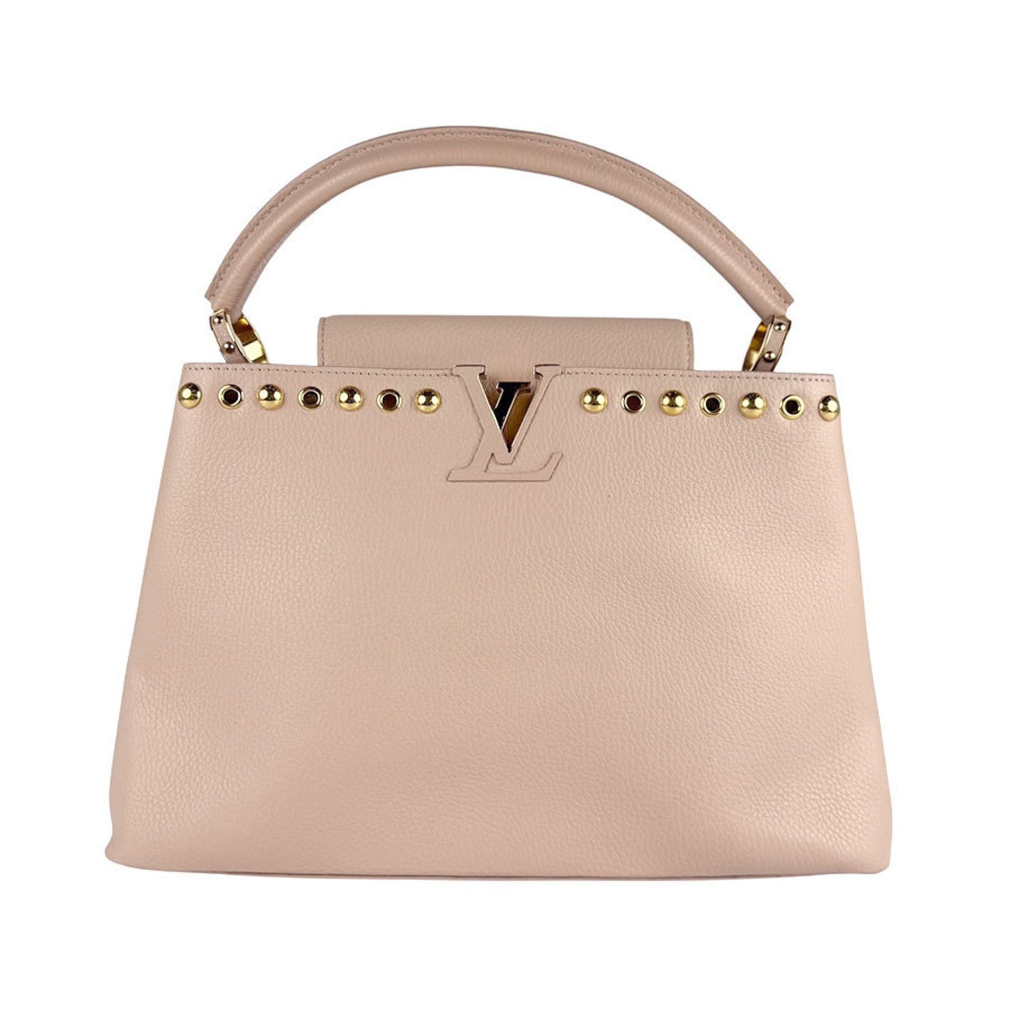 Louis Vuitton Capucines Mm Shoulder Bag/Handbag In Pink Beige Leather