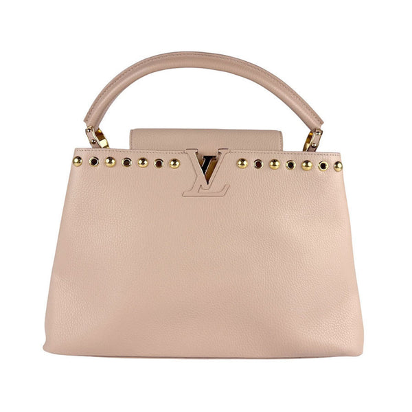 Louis Vuitton Capucines Mm Shoulder Bag/Handbag In Pink Beige Leather