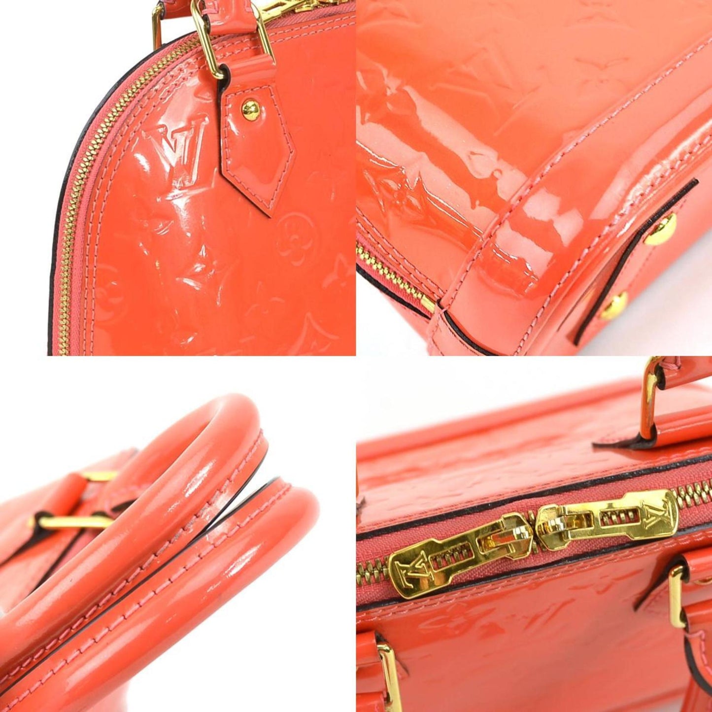 Louis Vuitton Louis Vuitton Handbag Shoulder Bag Monogram Vernis Alma Bb Patent Leather Orange Pink