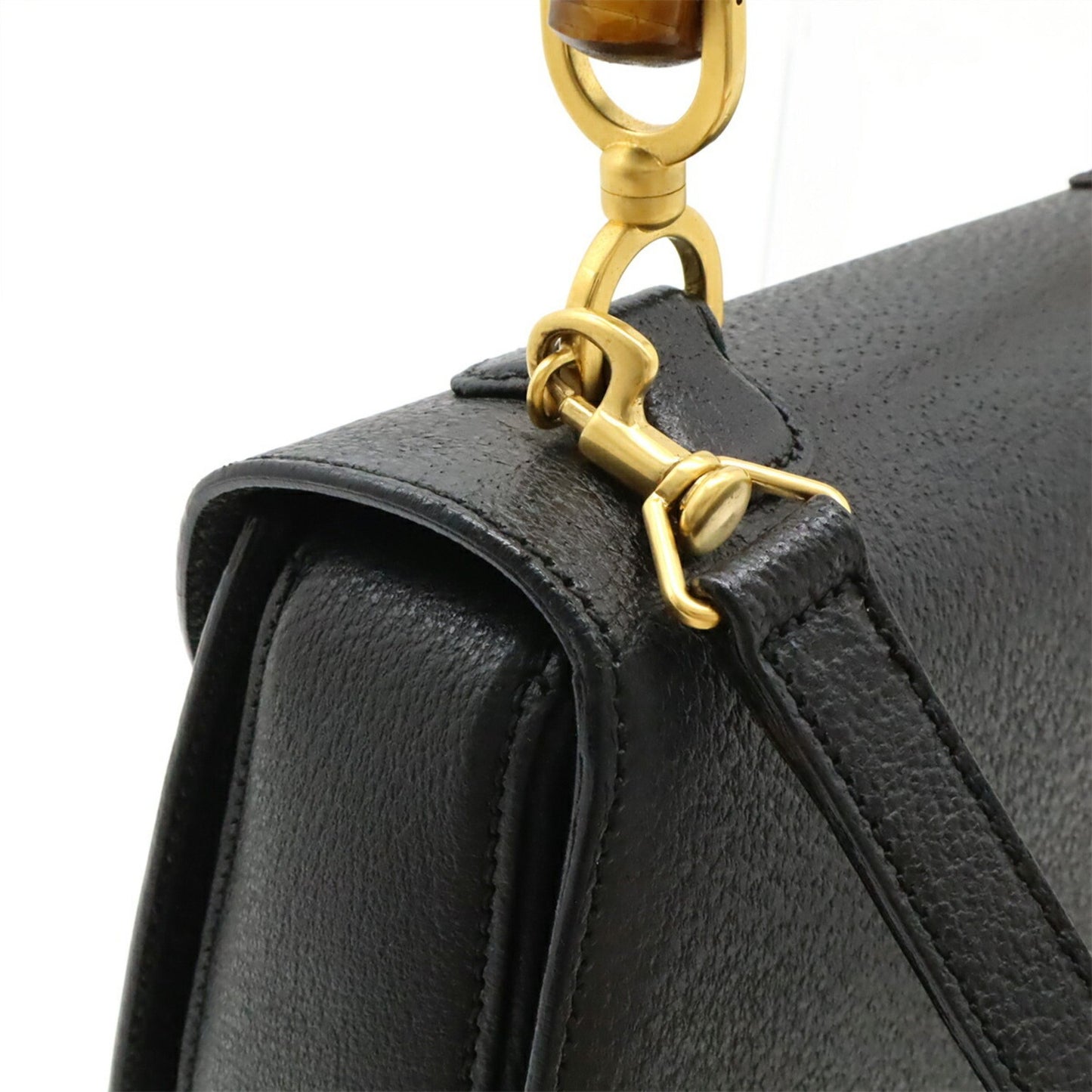 Gucci Bamboo Handbag/Shoulder Bag In Black Leather