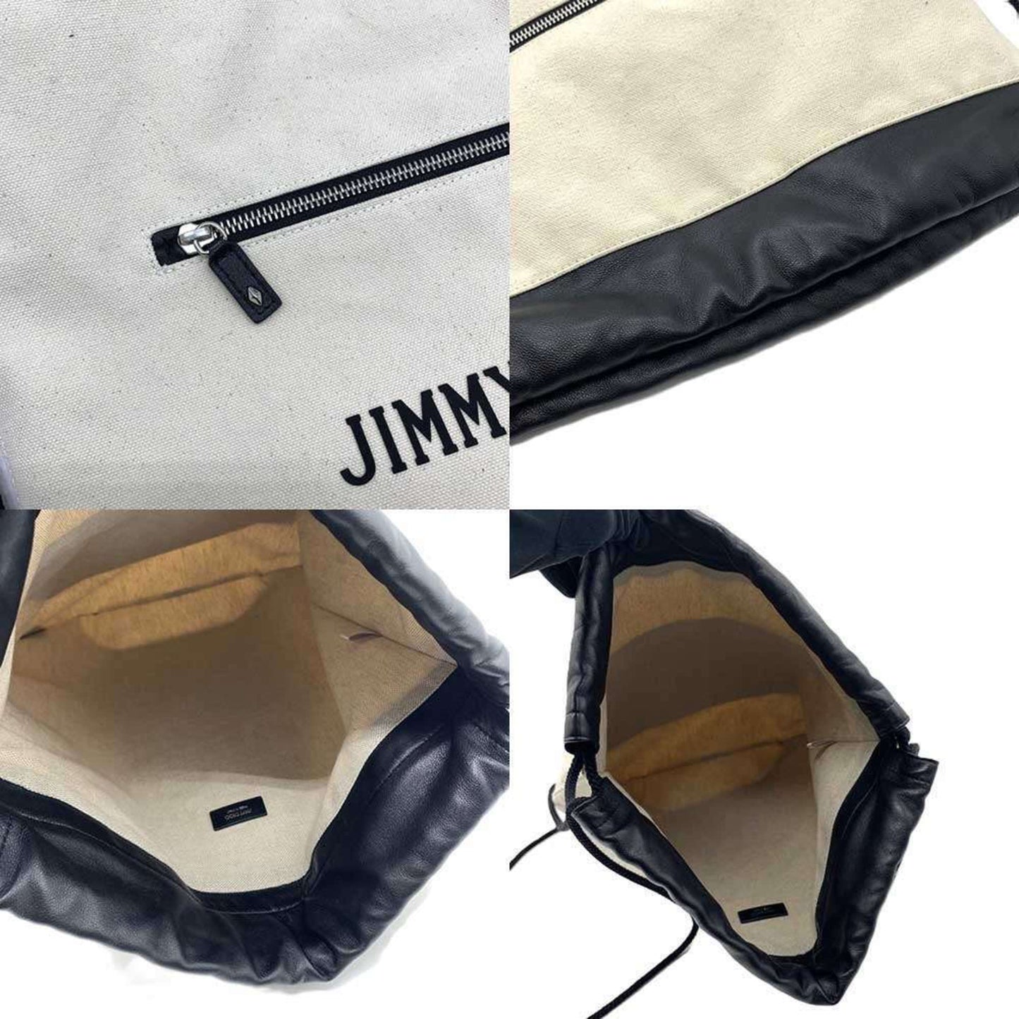 Jimmy Choo Canvas Backpack Knapsack White X Black