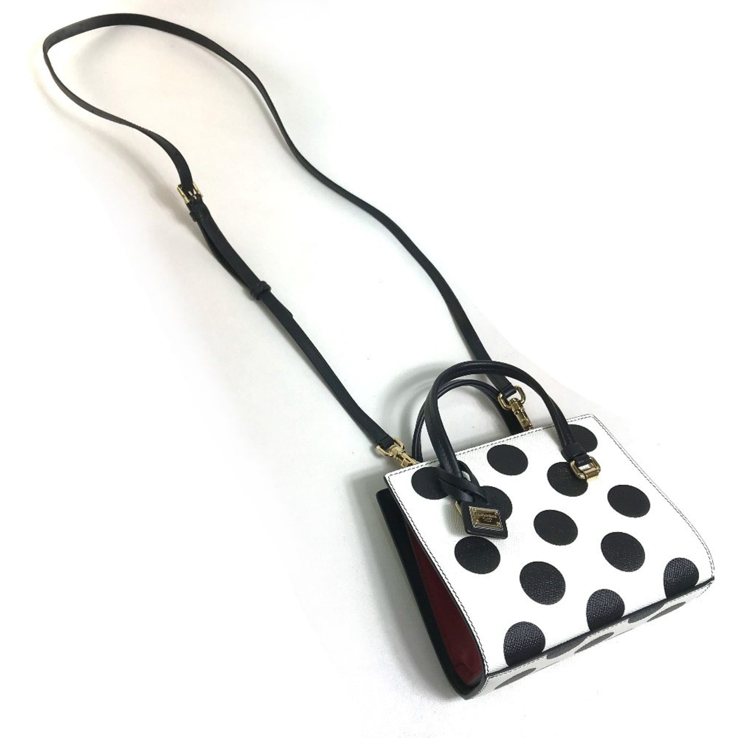 Dolce&Gabbana Dot Pattern Bag Mini Shoulder Bag Hand Bag White X Black X Red