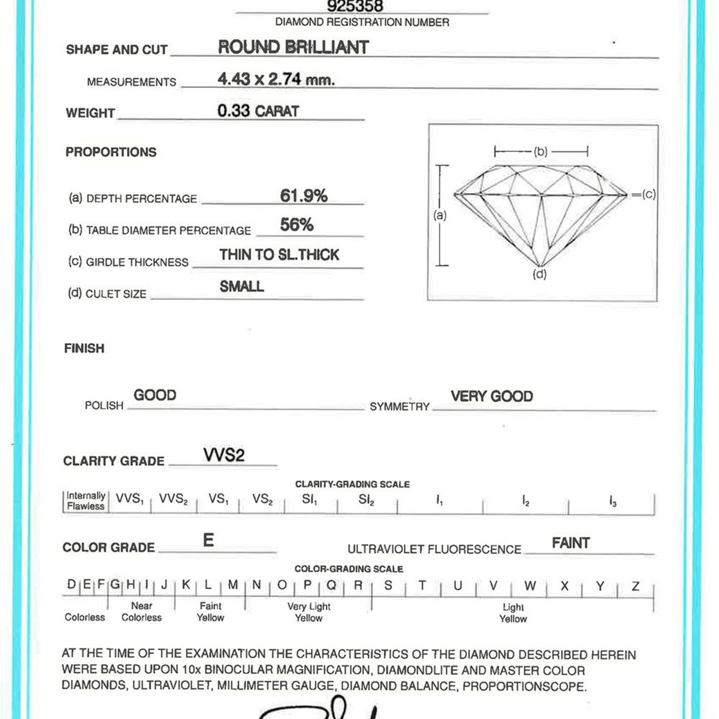 Tiffany & Co. Diamond 0.33Ct (E/Vvs2) Solitaire Ring Approx. Size 7 Pt950