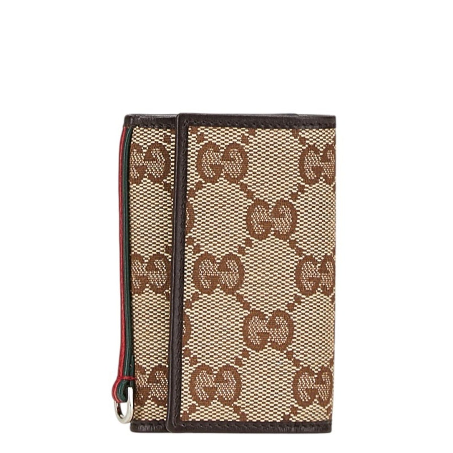 Gucci Gg Canvas Sherry Line 6-Ring Key Case 131928 Beige Multicolor Leather