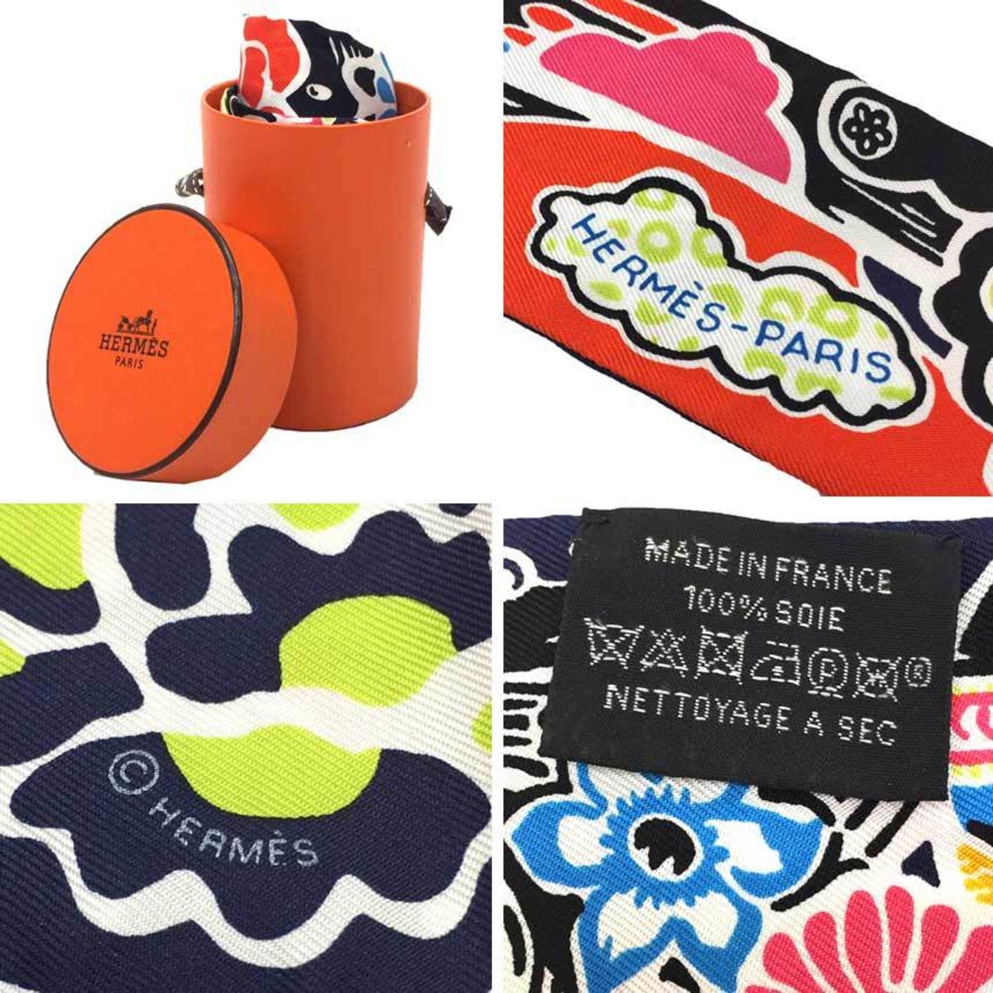 Hermes Hermes Twilly Scarf Muffler Twilly Bingata Bingata 2021Aw Black/Rouge/Multicolor 100% Silk