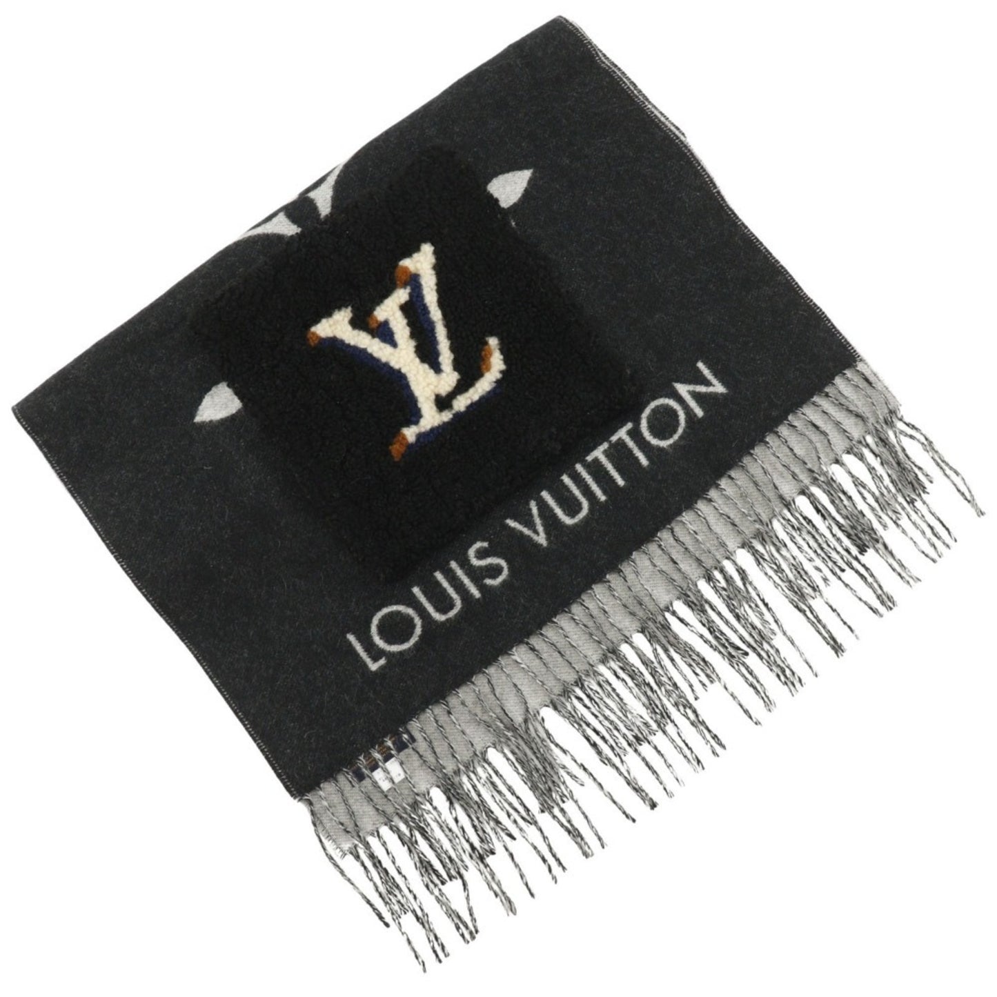 Louis Vuitton Louis Vuitton Echarpe Cold Reykjavik Scarf Mouton Teddy M76567 Cashmere Black Al0230