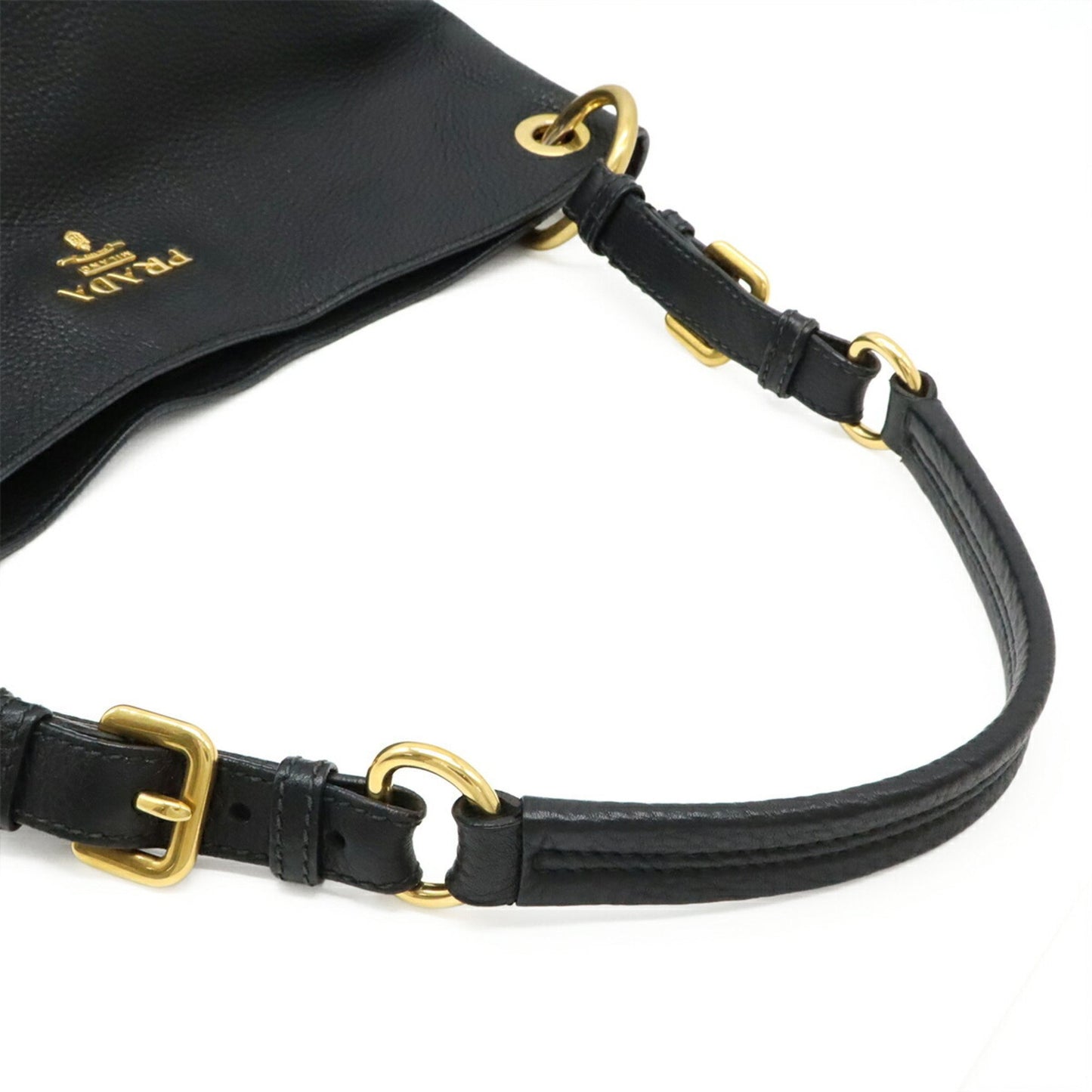 Prada Vit.Daino Shoulder Bag In Black Leather