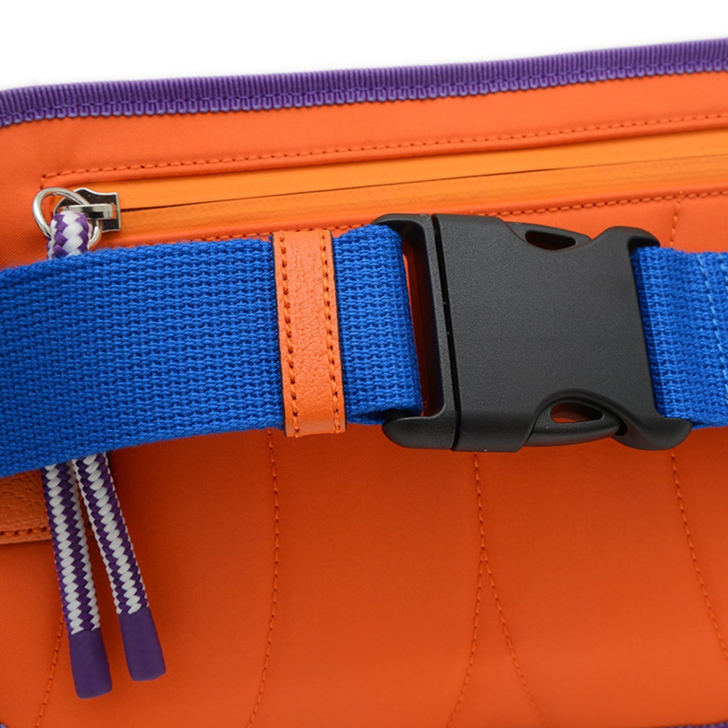 Gucci Gg Nylon Waist Bag Body Rubber Purple Blue 752102 Bp