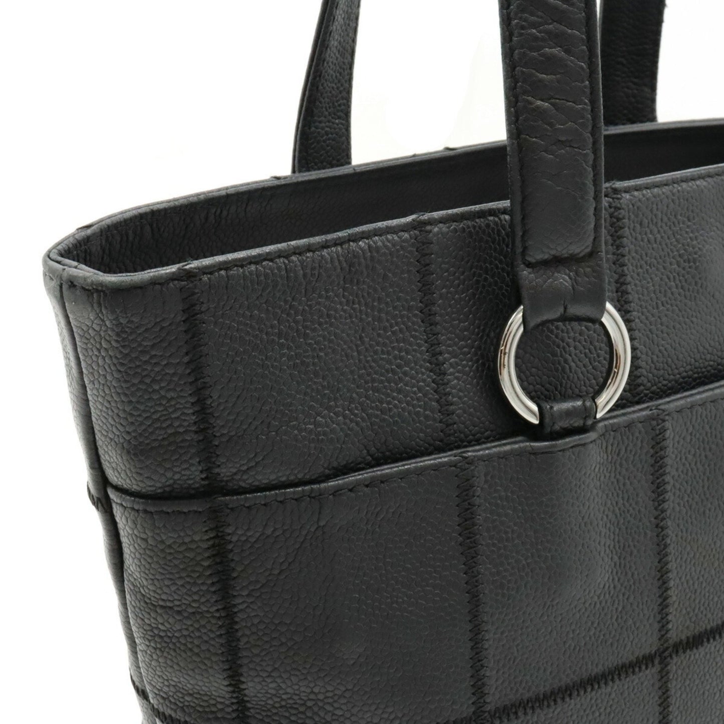 Chanel Chocolate Bar Tote Bag Leather Black
