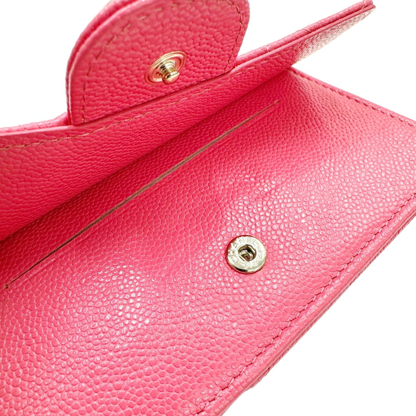 Chanel Chanel Matelasse Coin Case Wallet Card Business Holder Caviar Skin Ap2570 Pink Random Number