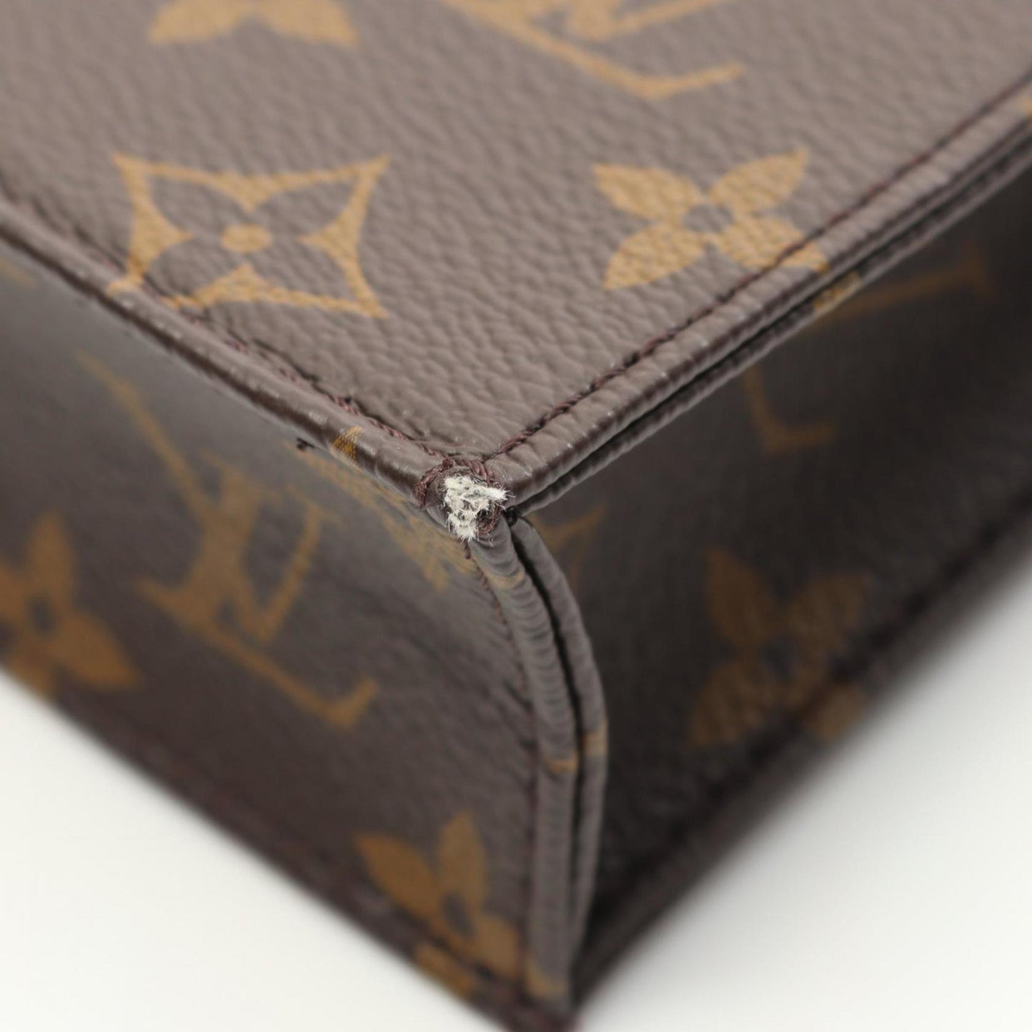 Louis Vuitton Petite Sac Plat Handbag Coated Canvas Leather Monogram