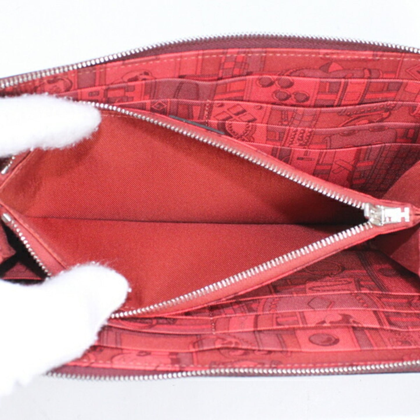Herms Azap Long Silkin Round Zip-Around Wallet In Rouge H (Epson) For Men And Women