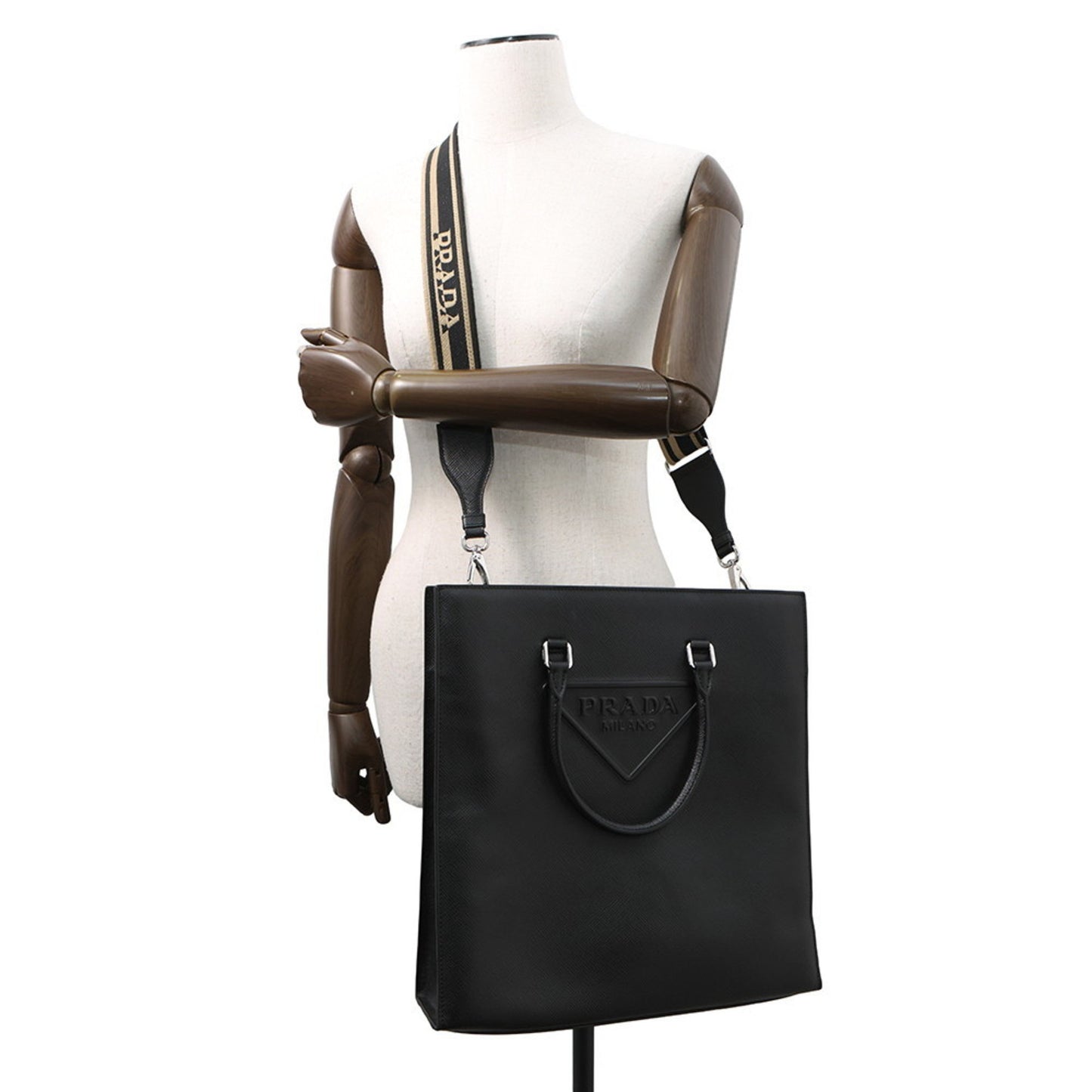 Prada Triangle Saffiano Leather Tote Bag 2Vg084 Prada Black 2-Way