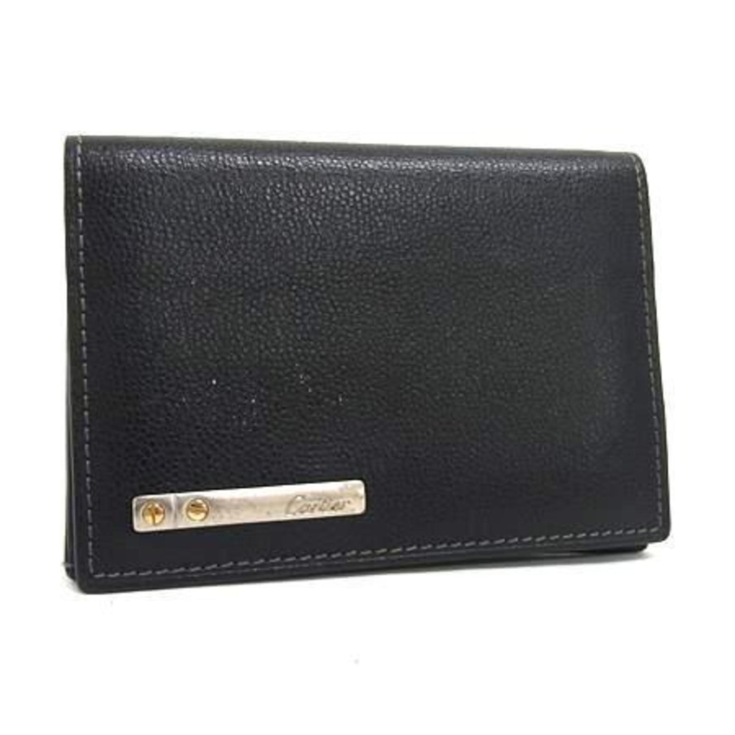 Cartier Santos Card Case - Black Leather