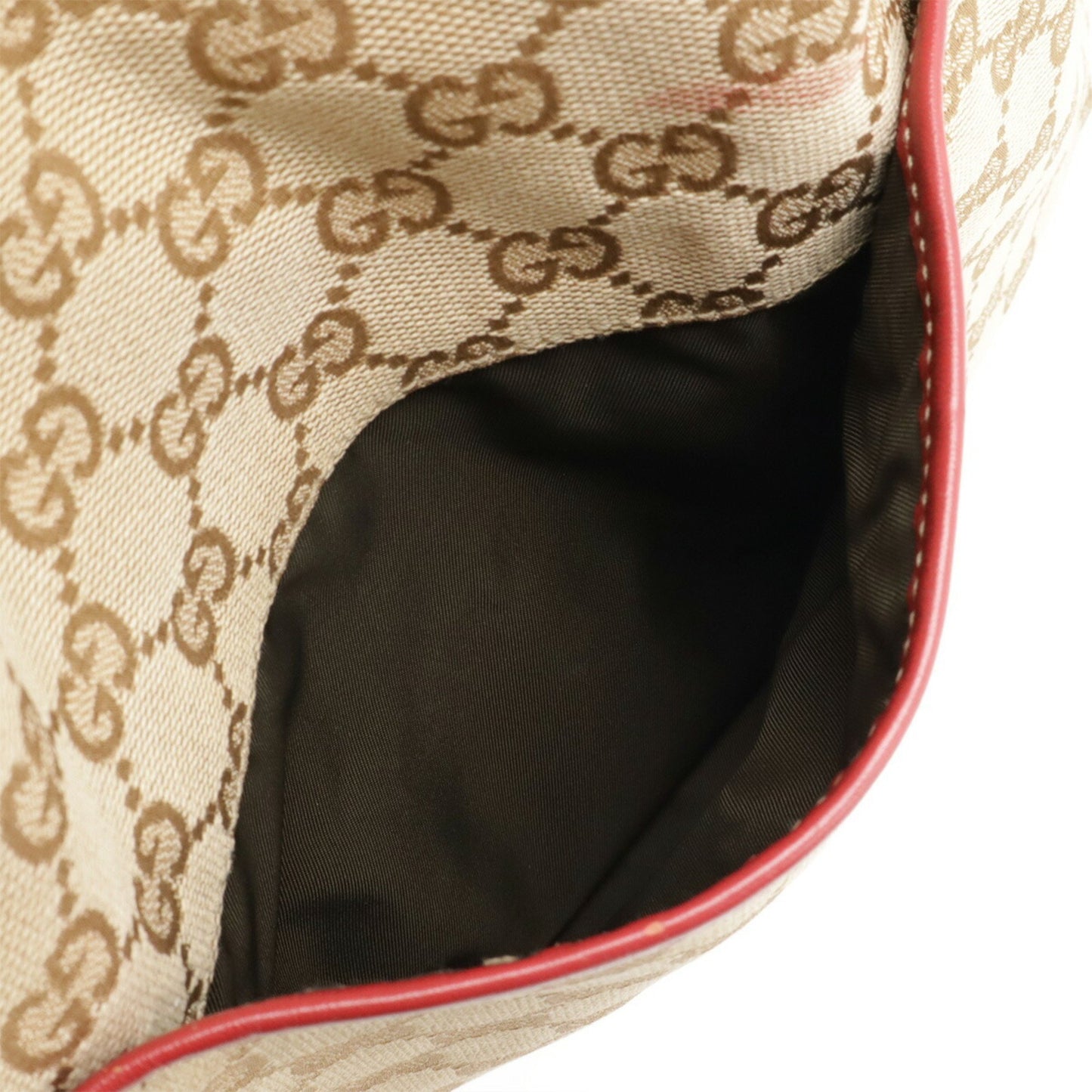 Gucci Gg Canvas Leather Mother'S Bag Tote Large Shoulder Khaki Beige Red 155524