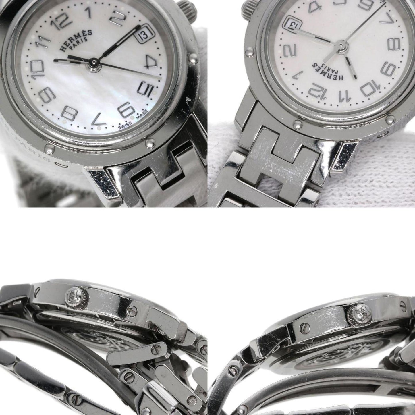Hermes Cl4.210 Clipper Nacle Watch Stainless Steel Ss