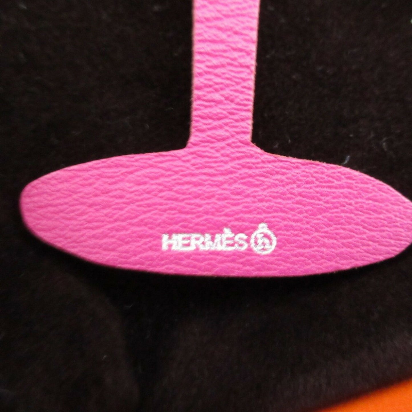 Like New Hermes Petite H Leather Brown Tea Pink Bag Charm Keychain 0467Hermes