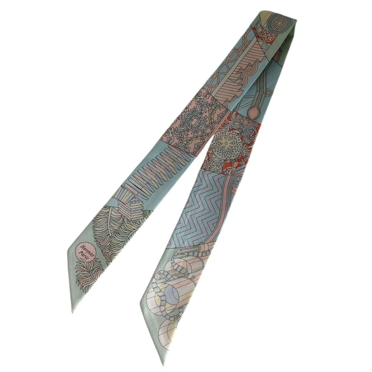 Hermes "De L'Ombrelle Aux Duels" Silk Twilly Scarf/Muffler