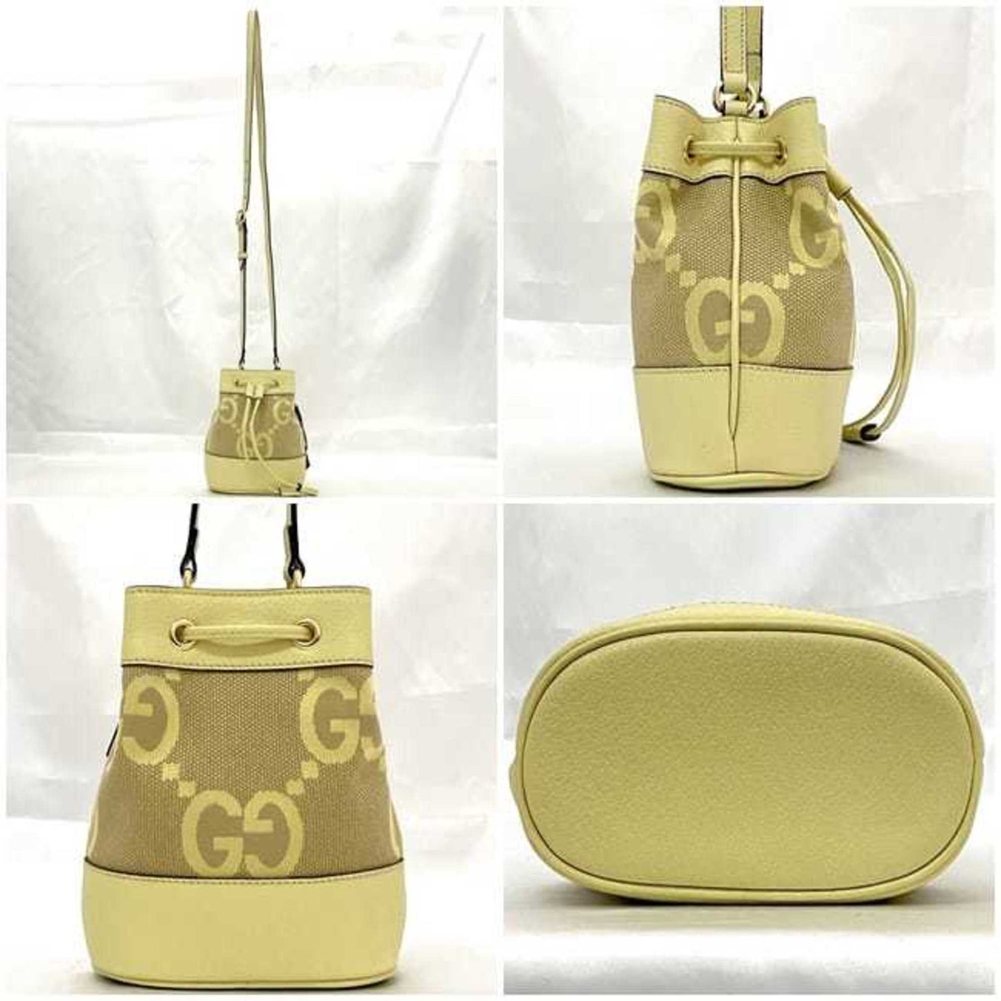 Gucci Shoulder Bag Mini Bucket F-23500 Yellow Jumbo Gg 550620 Unused Canvas Leather 498879 Gucci