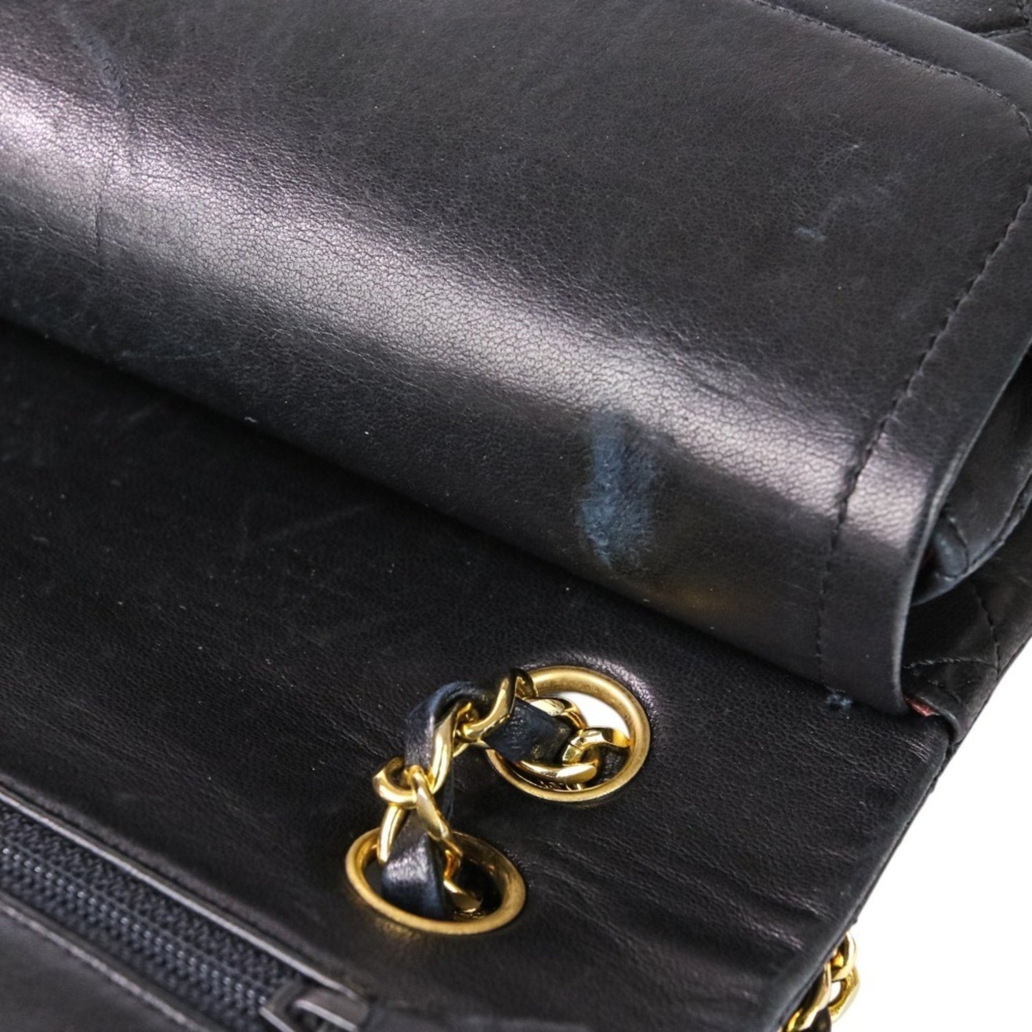 Chanel Chanel Matelasse 25 Double Flap Coco Mark Lambskin Quilted Shoulder Bag Black