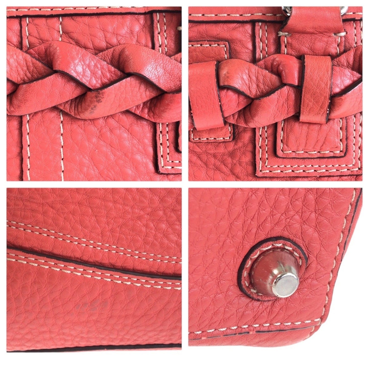 Coach Pink Silver Hardware Leather Tote Bag Shoulder
