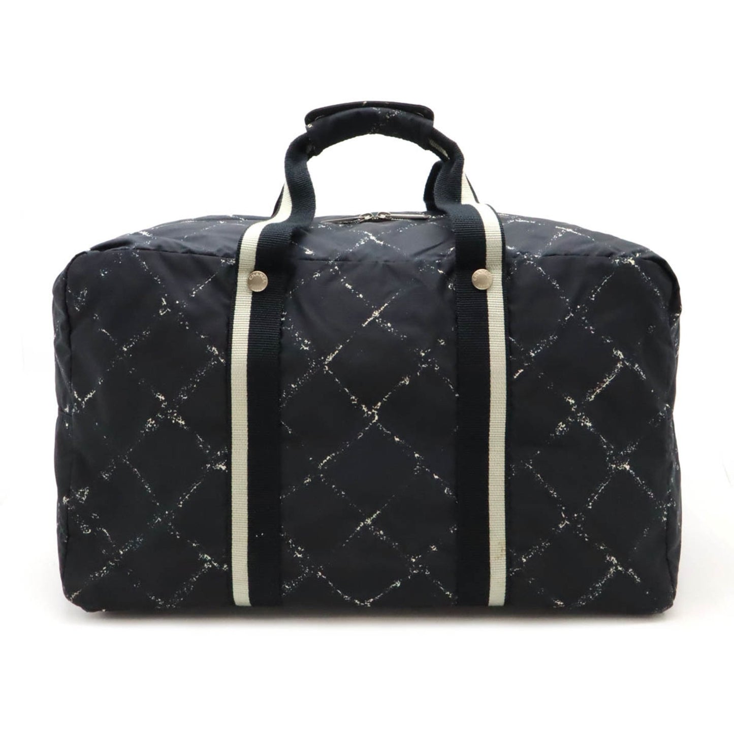 Chanel Chanel Old Travel Line Boston Bag Nylon Black Red