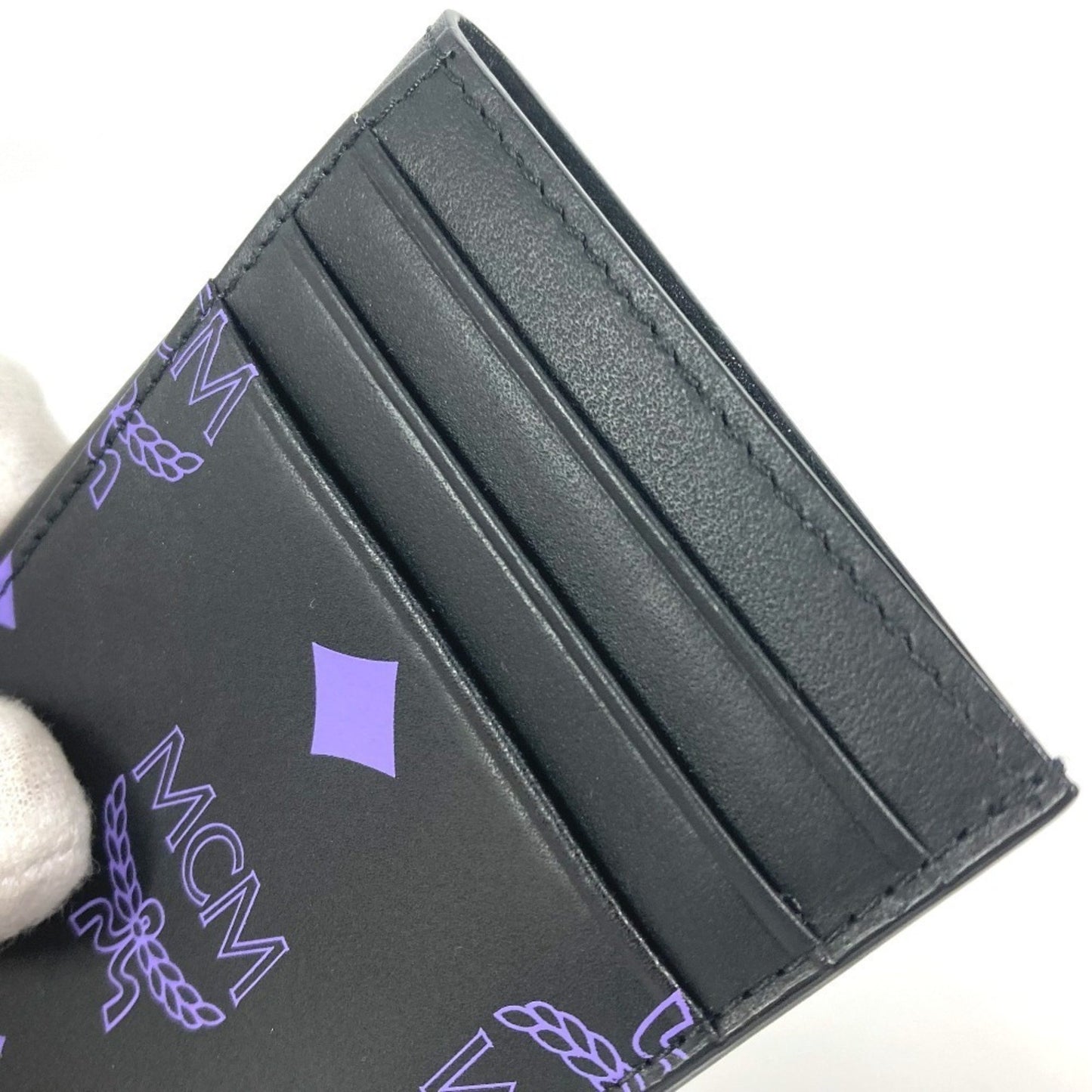 Mcm Logo Business Card Holder Pass Case Bicolor Holder/Card Leather