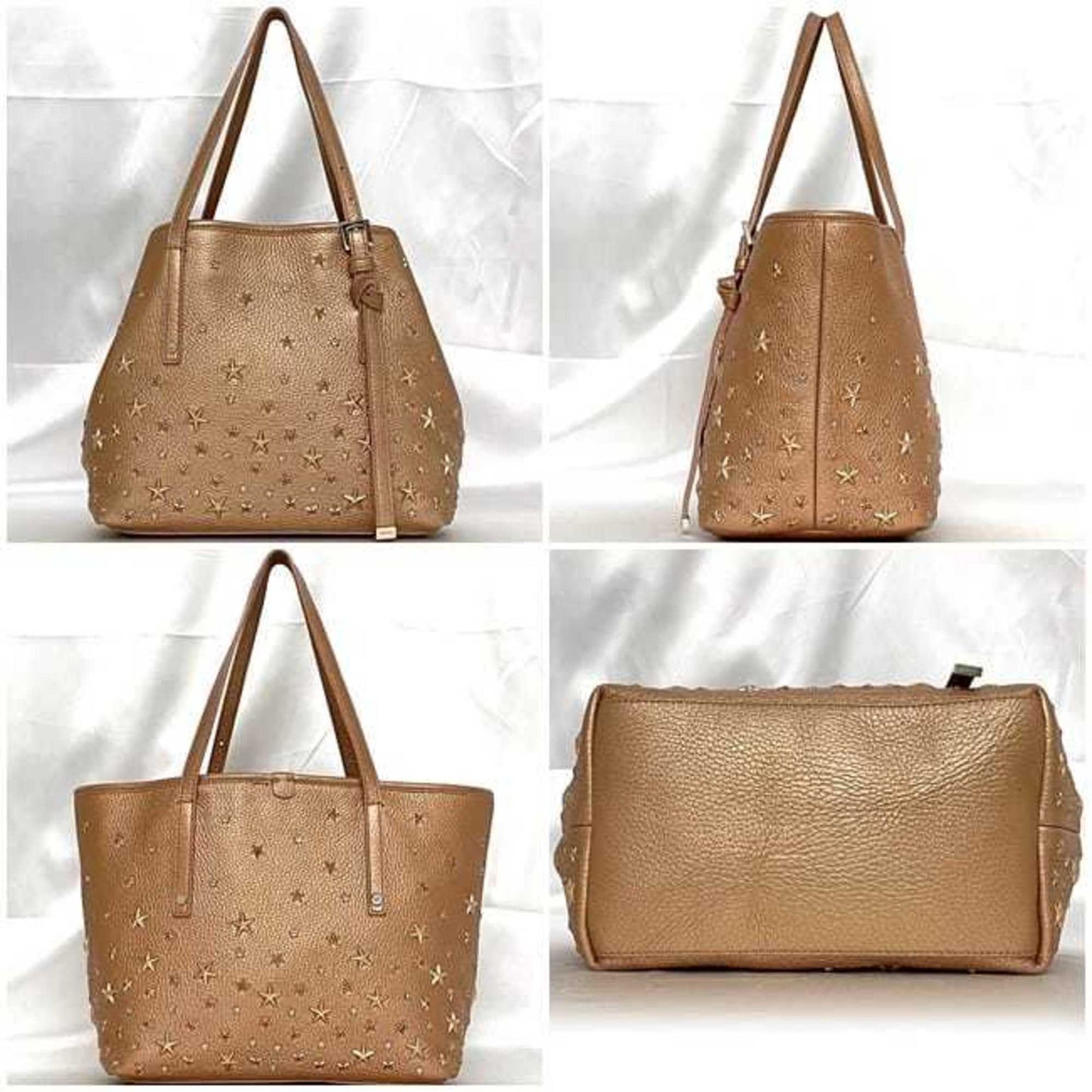 Jimmy Choo Tote Bag Sasha S Ec-22979 Pink Gold Leather Jimmy Choo Star Studs Mini Rhinestone